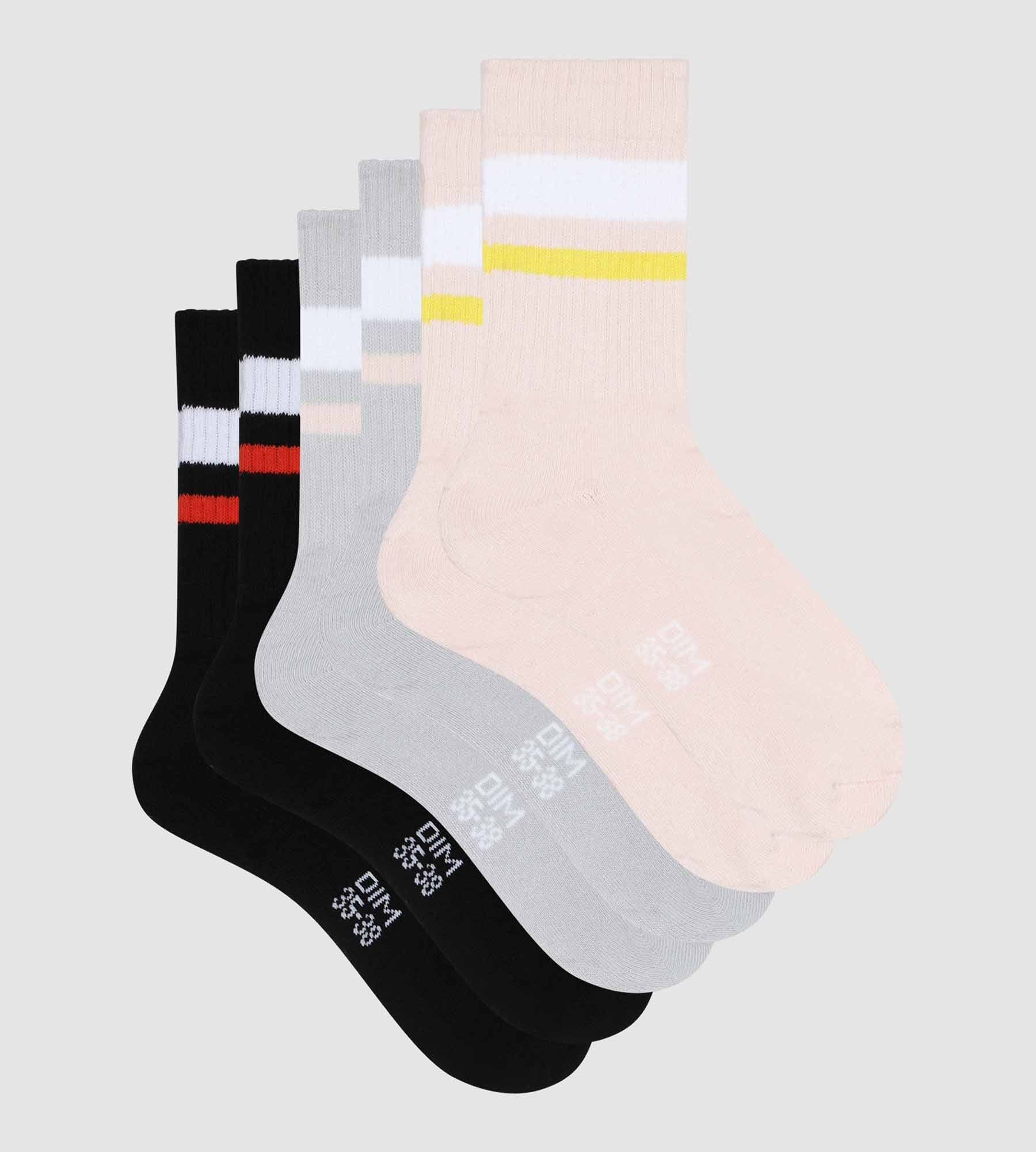 3 Pairs Women's Cotton Socks - Rose Grey EcoDim Sport Socks for Running, Yoga & Casual Wear