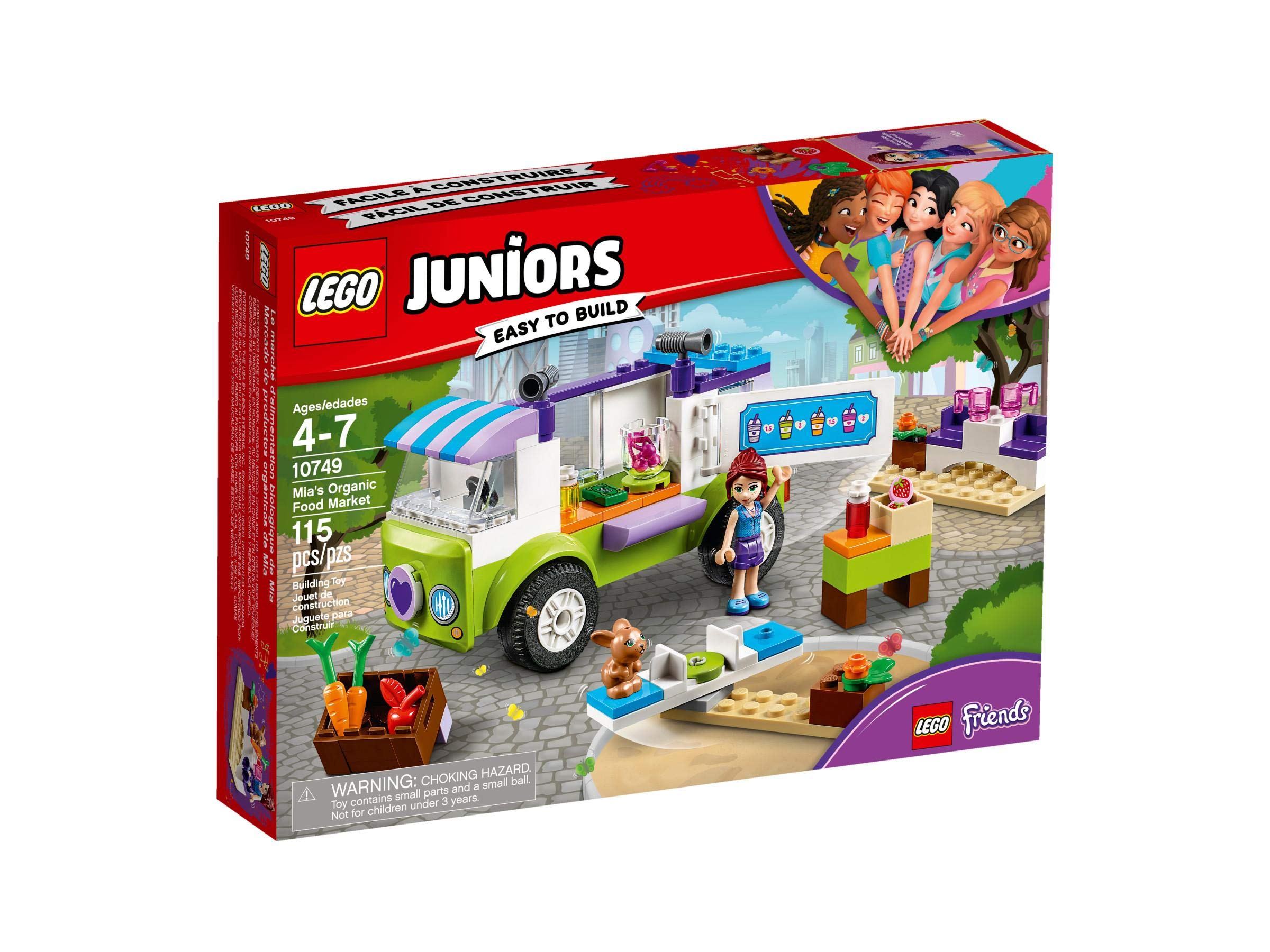 LEGO Juniors Mia's Organic Food Market 10749 Building Kit (115 Pieces) - Creative Pretend Play Toy for Kids Ages 4+ | Perfect for Learning Healthy Eating & Role-Playing Scenarios