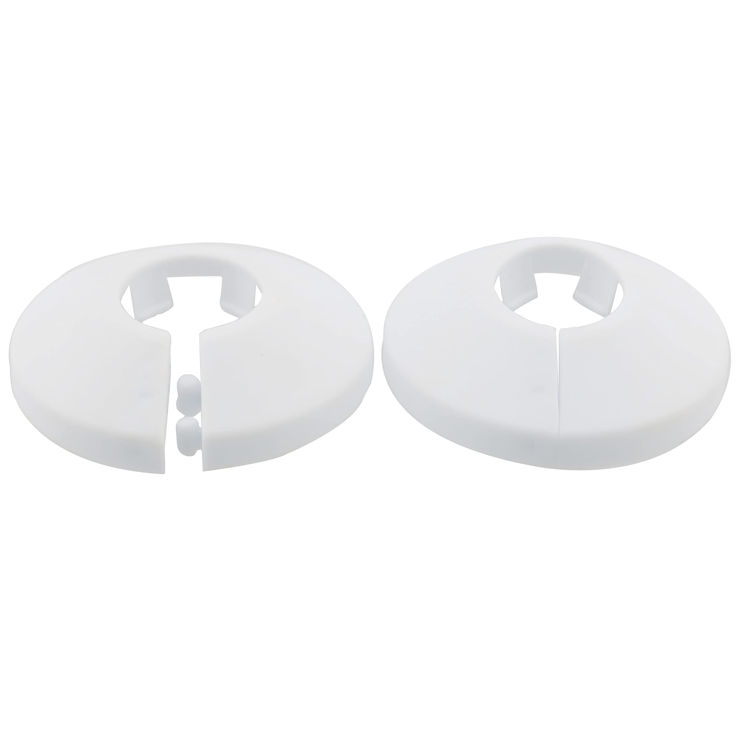 10-Pack Plastic Pipe Collars - Easy Snap-On Wall Flange for Radiator & Kitchen Faucet Pipes | White Water Pipe Cover for Home Plumbing & Bathroom Decoration
