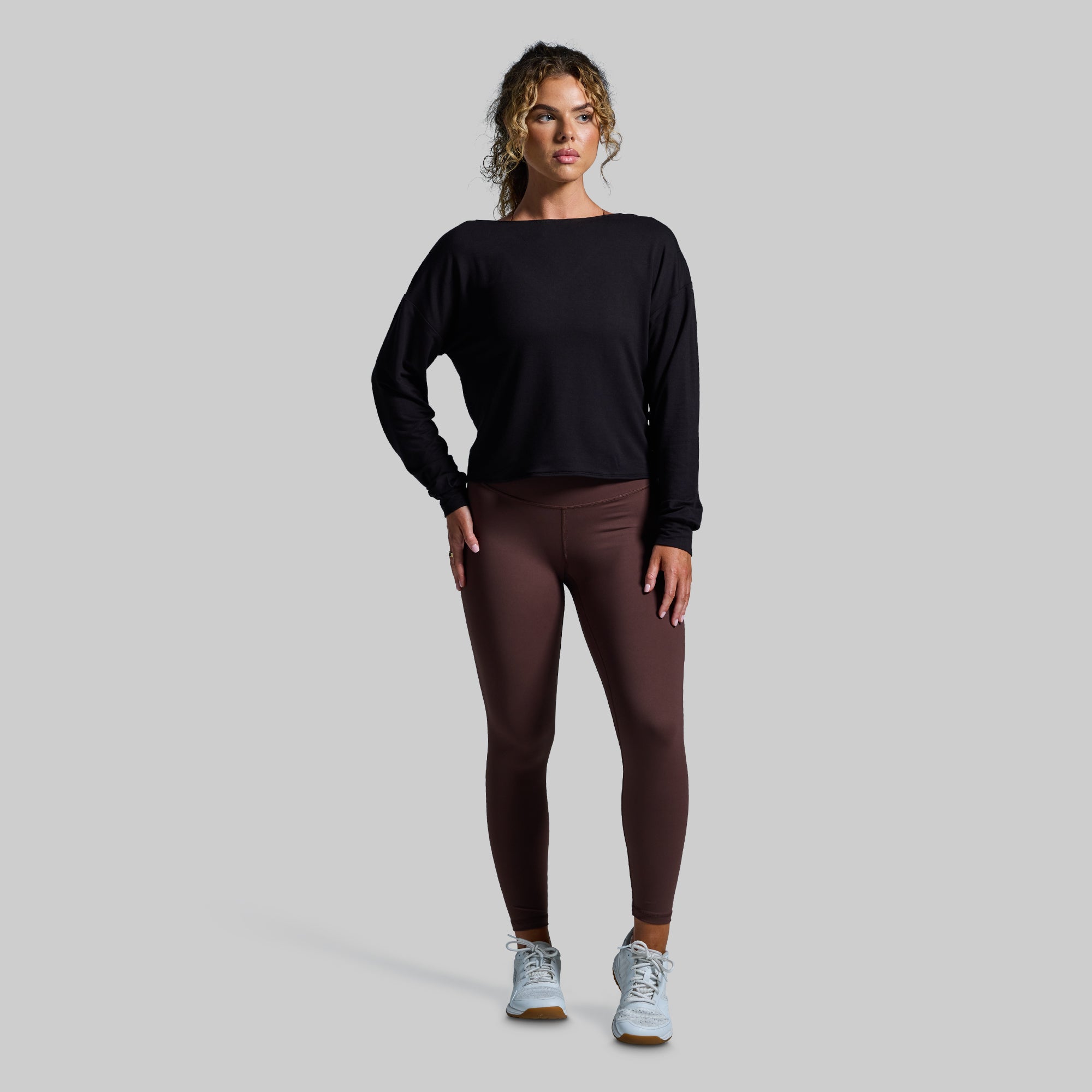 Two-Way Long Sleeve Shirt for Men & Women - Black | Versatile Reversible Design for Workout, Yoga & Casual Wear