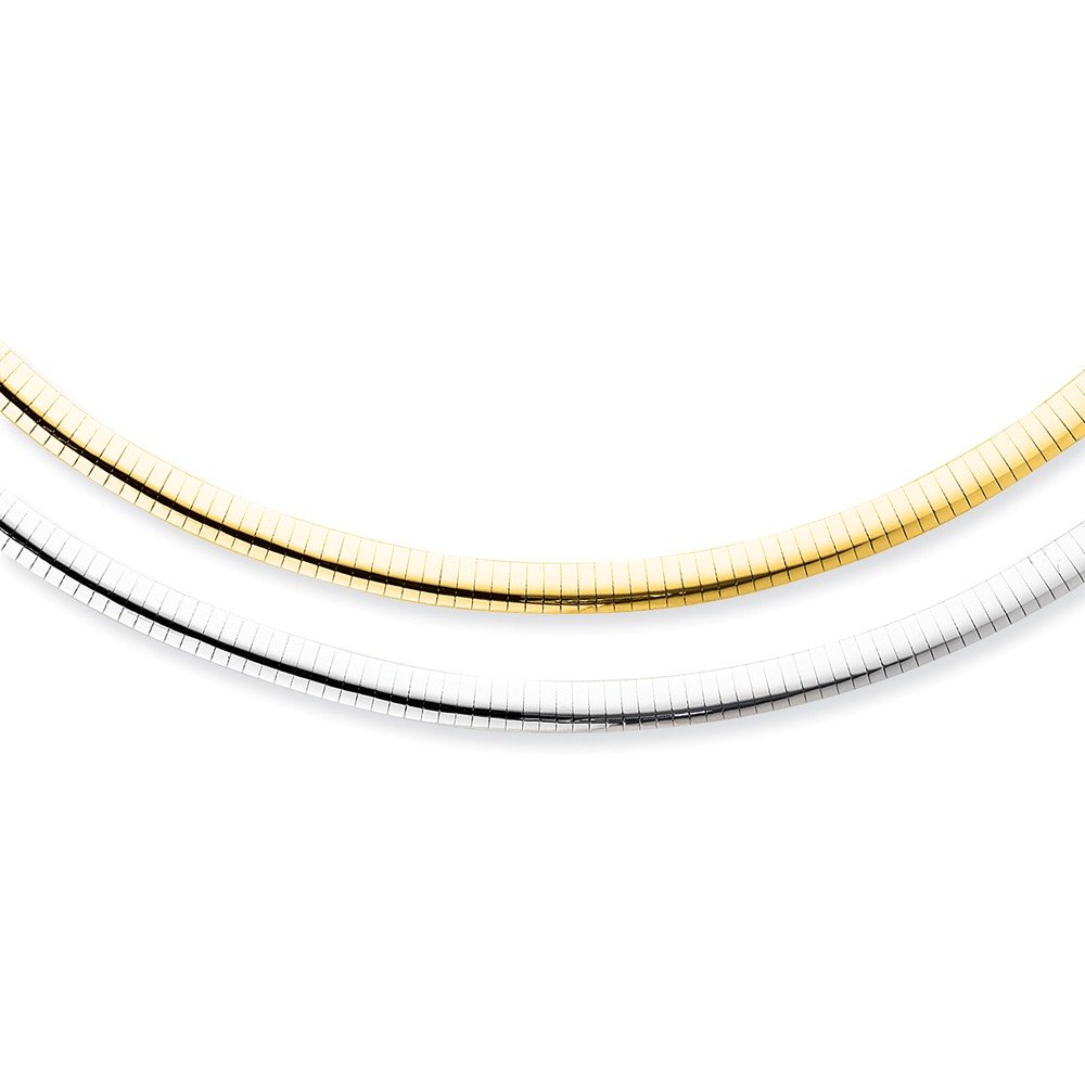 14k Gold Reversible Omega Necklace for Women - 18 Inch Elegant Gift