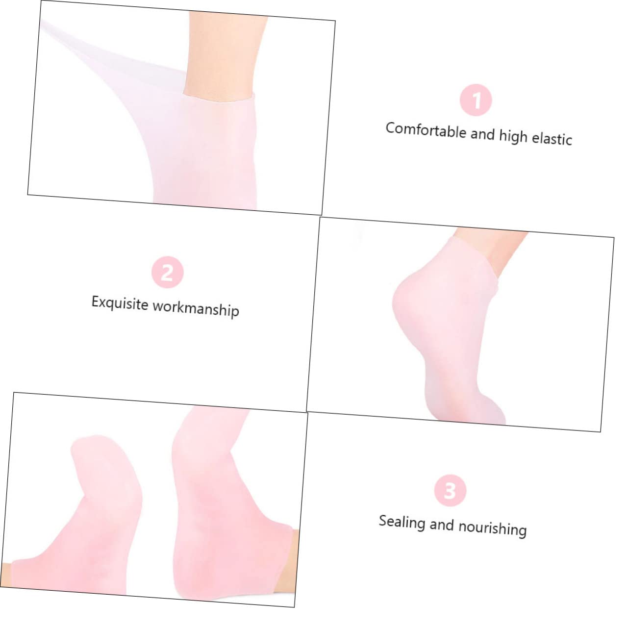 Anti-Crack Moisturizing Foot Gloves & Socks Set - Soften & Repair Cracked Heels, Pink Spa Treatment for Dry Skin - Perfect for Pedicures, Night Care & Home Foot Spa