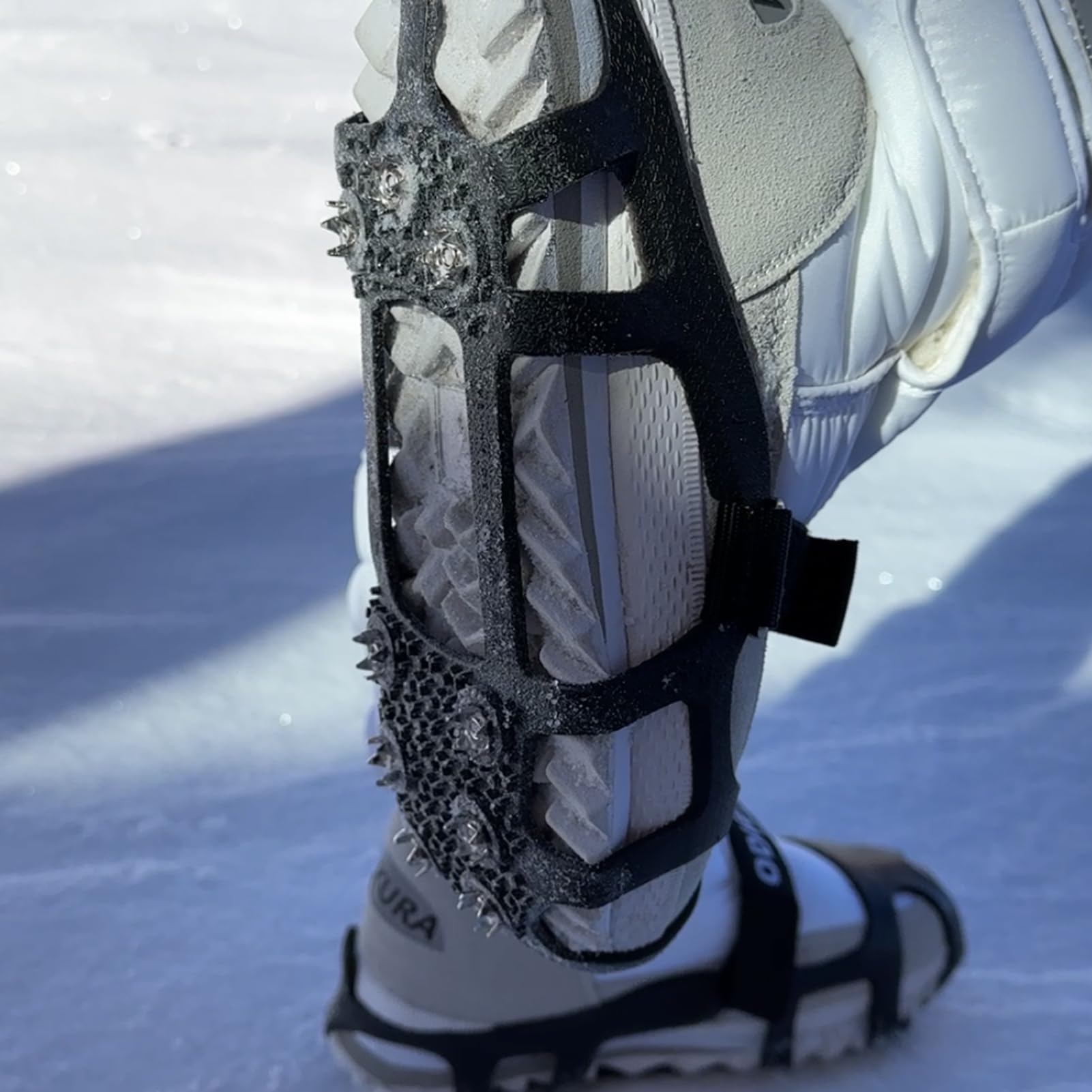 9-Toothed Ice Cleats Grippers for Boots & Shoes - Anti-Slip Crampons with Tiny Spikes for Walking on Ice, Snow & Mud | Perfect for Winter Hiking, Dog Walking & Outdoor Work