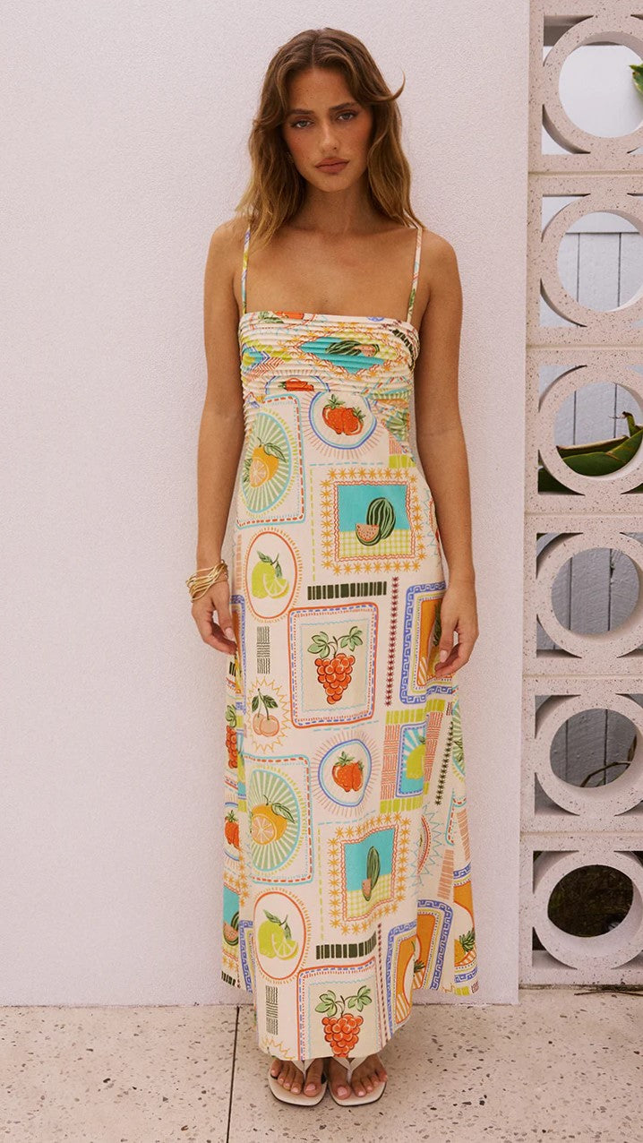 Agata Print Midi Dress - Floral Summer Dress for Women, Perfect for Beach Vacations, Parties & Casual Outings