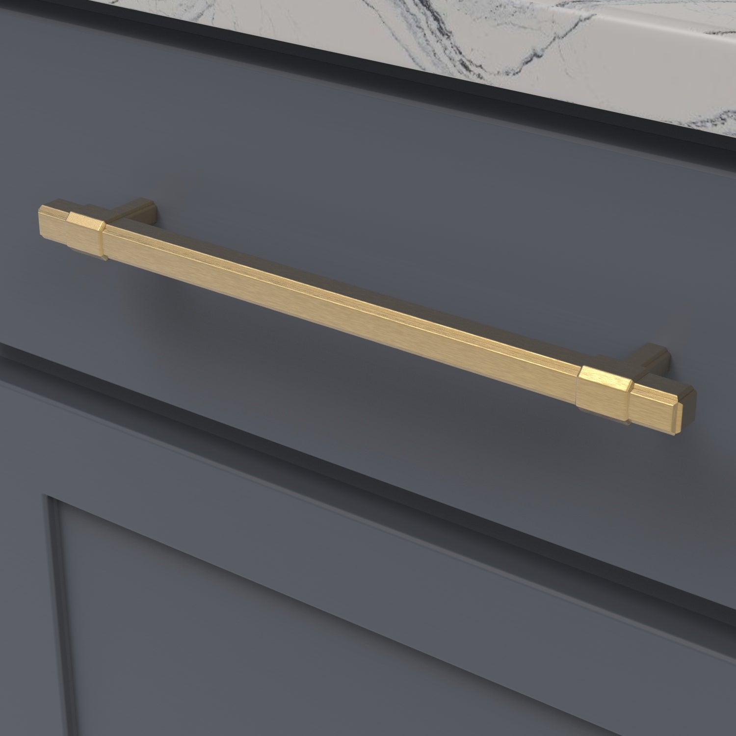 Monroe Pull 8 13/16 Inch (224mm) Center to Center Brushed Golden Brass Cabinet Handle - Perfect for Kitchen Cabinets, Drawers & Furniture Hardware