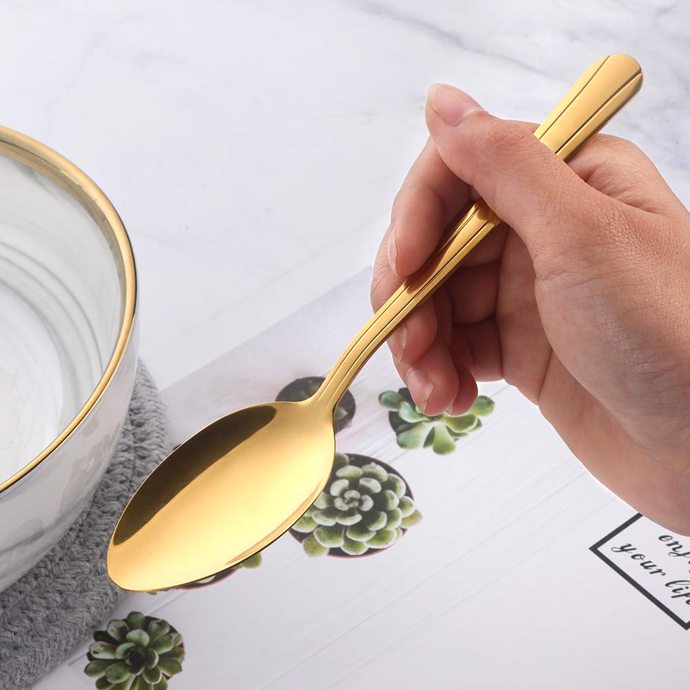 Premium 20-Piece Gold Silverware Flatware Set - Stainless Steel Travel Eating Utensils for Picnic, Camping & Outdoor Dining - Service for 5 - Dishwasher Safe - Elegant Dinnerware for Parties, BBQs & RV Trips