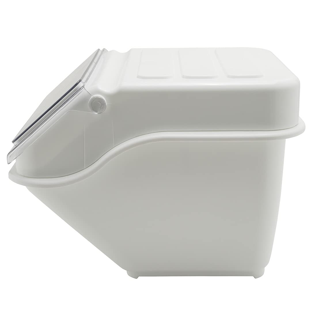 Restaurantware Met Lux 13 Gallon Food Storage Bin with Lid & Measuring Scoop - Stackable White Plastic Ingredient Container for Flour, Sugar & Bulk Foods | Commercial Kitchen & Pantry Organization Solution