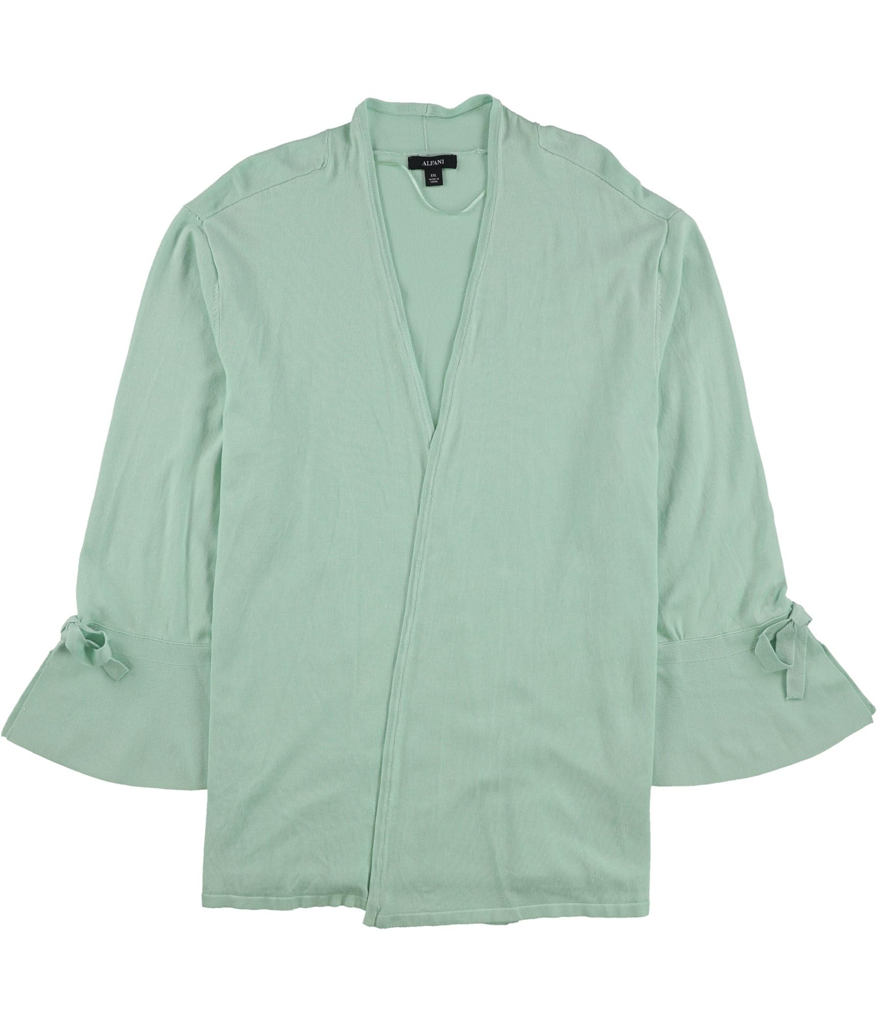 Alfani Women's Tie-Sleeve Cardigan Sweater - Green, Medium | Casual Office Wear & Fall Layering Essential