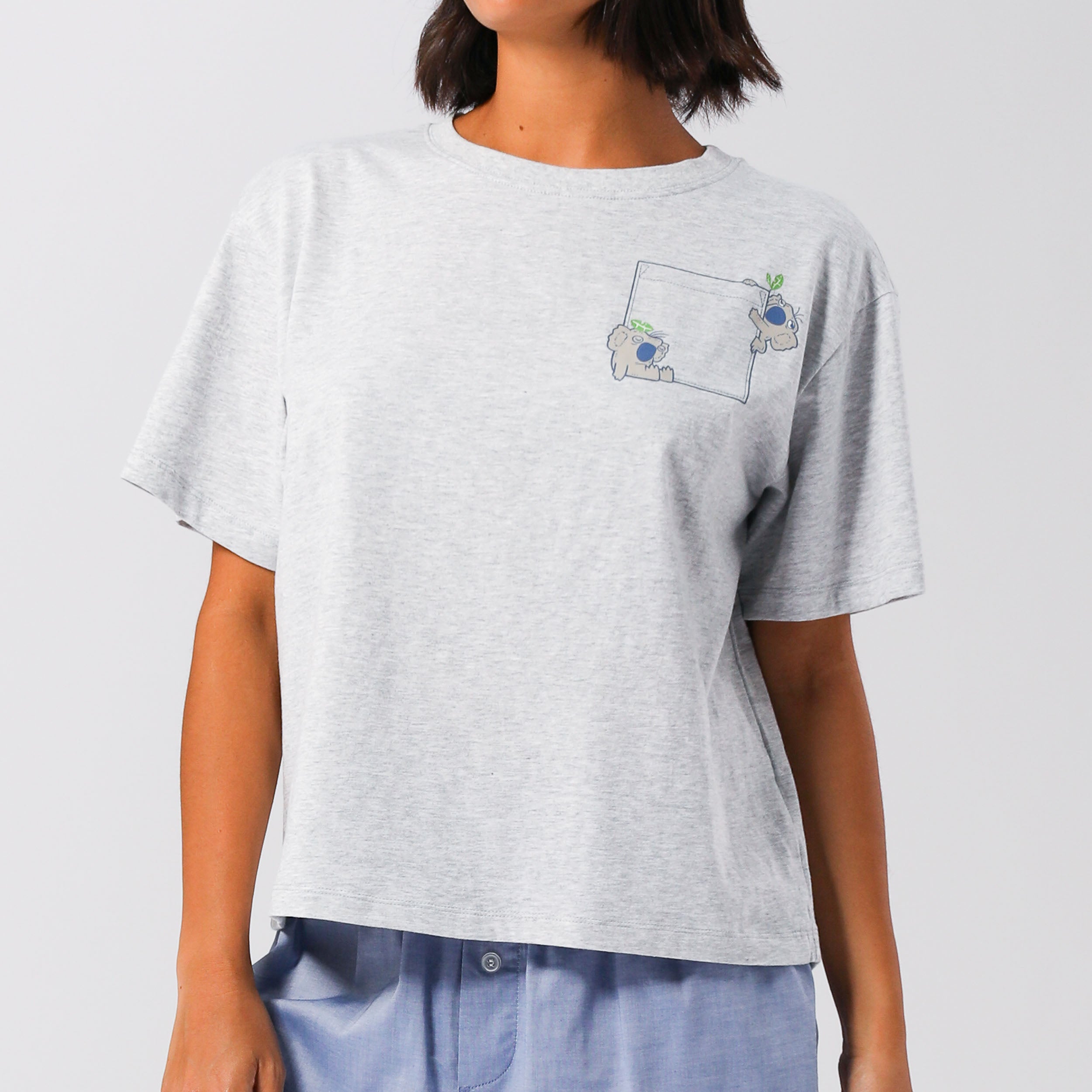 Women's Cotton Short Sleeve T-Shirt - Light Grey Marle | Soft & Breathable Casual Top for Everyday Wear, Gym, Travel & Outings