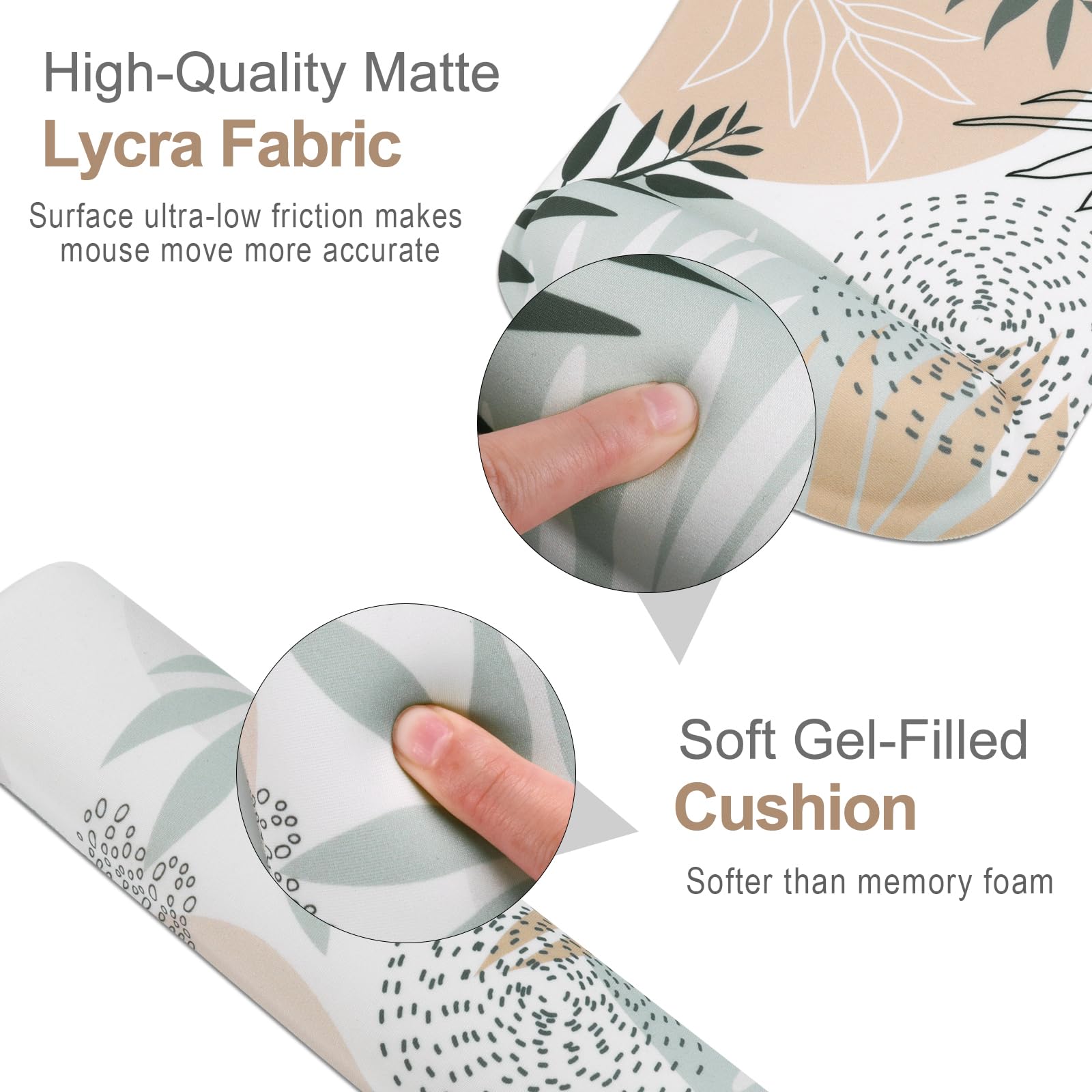 Haocoo Ergonomic Keyboard & Mouse Wrist Rest Set - Non-Slip Gel Cushion Support for Computer, Gaming & Office Use - Tropical Leaves Design for Comfortable Typing & Mouse Work