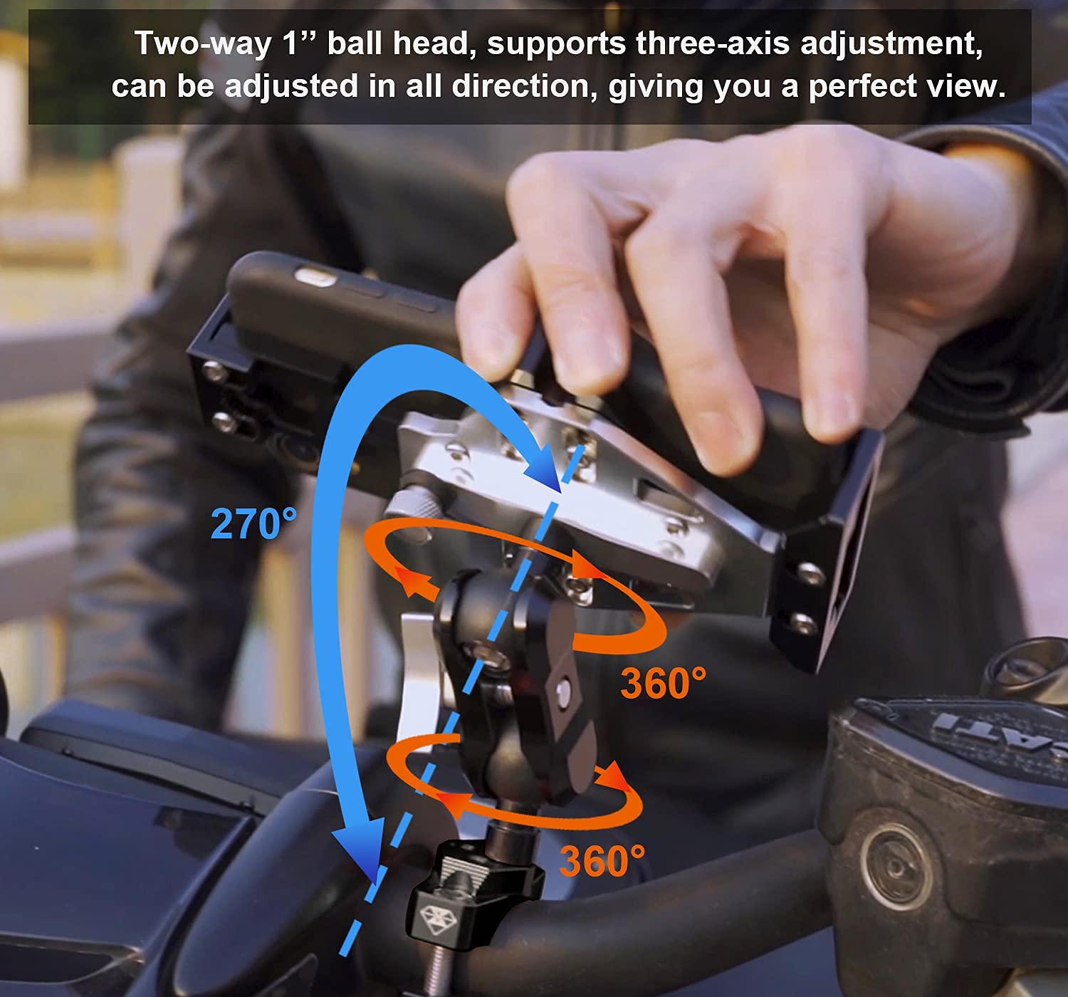 Sturdy Aluminum Motorcycle Phone Mount - Anti-Theft Handlebar Holder for Harley Davidson | Perfect for Road Trips & Commuting