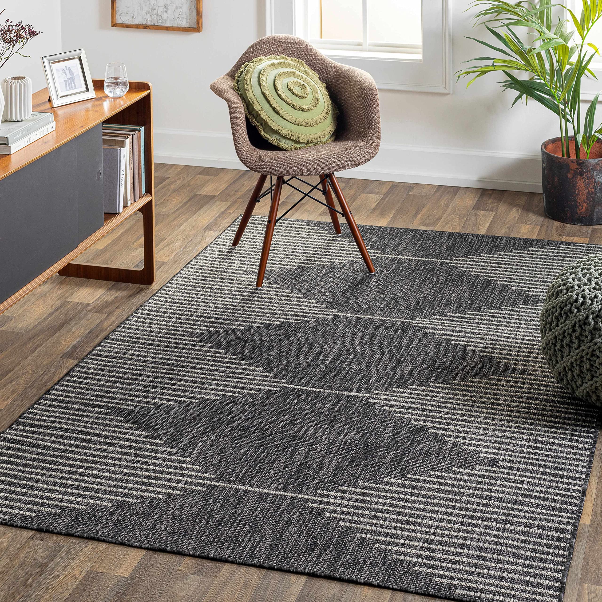 Modern Hauteloom Stephan Indoor Outdoor Rug - Gray, Beige, Black - 6'7