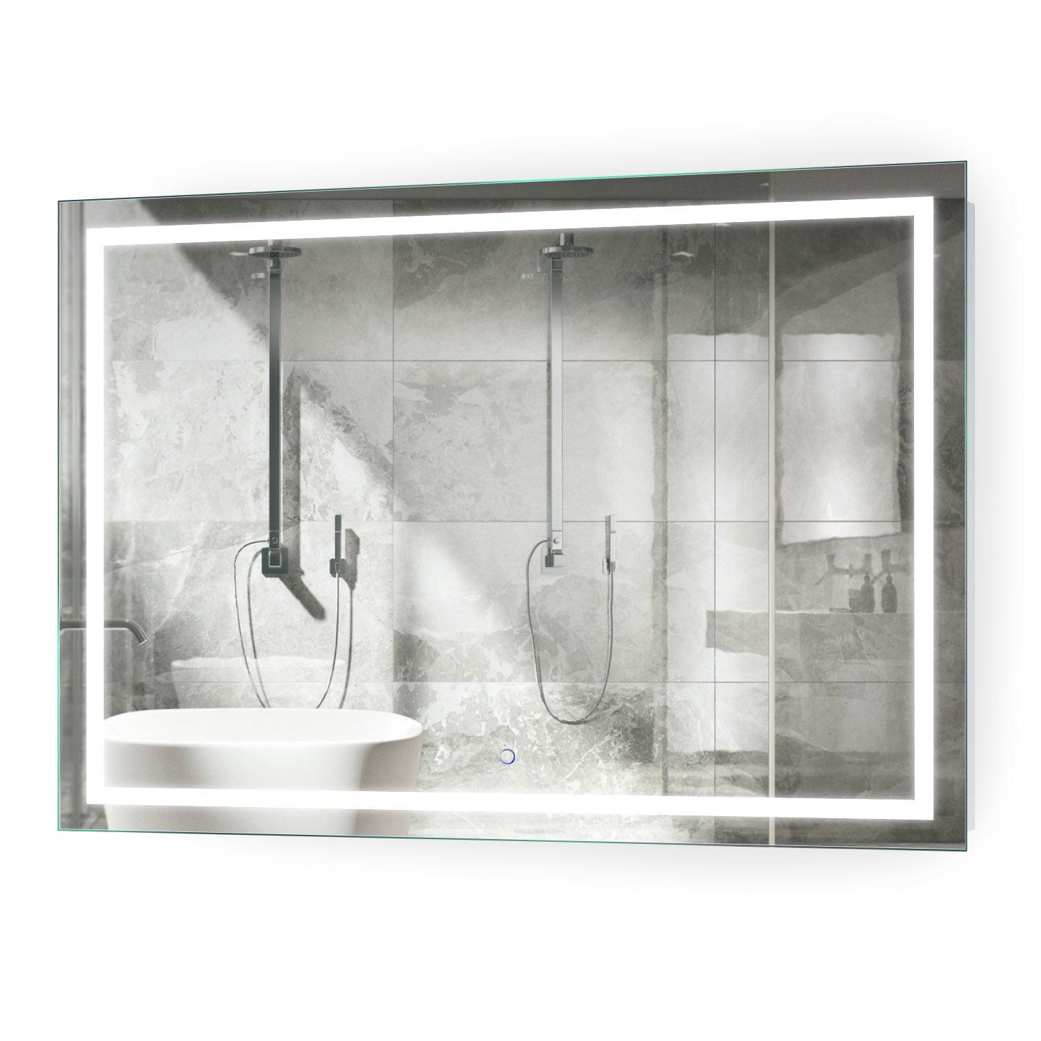 Krugg Icon 48x36 Inch LED Bathroom Mirror with Dimmable Lights - Perfect for Vanity, Makeup, and Modern Home Decor