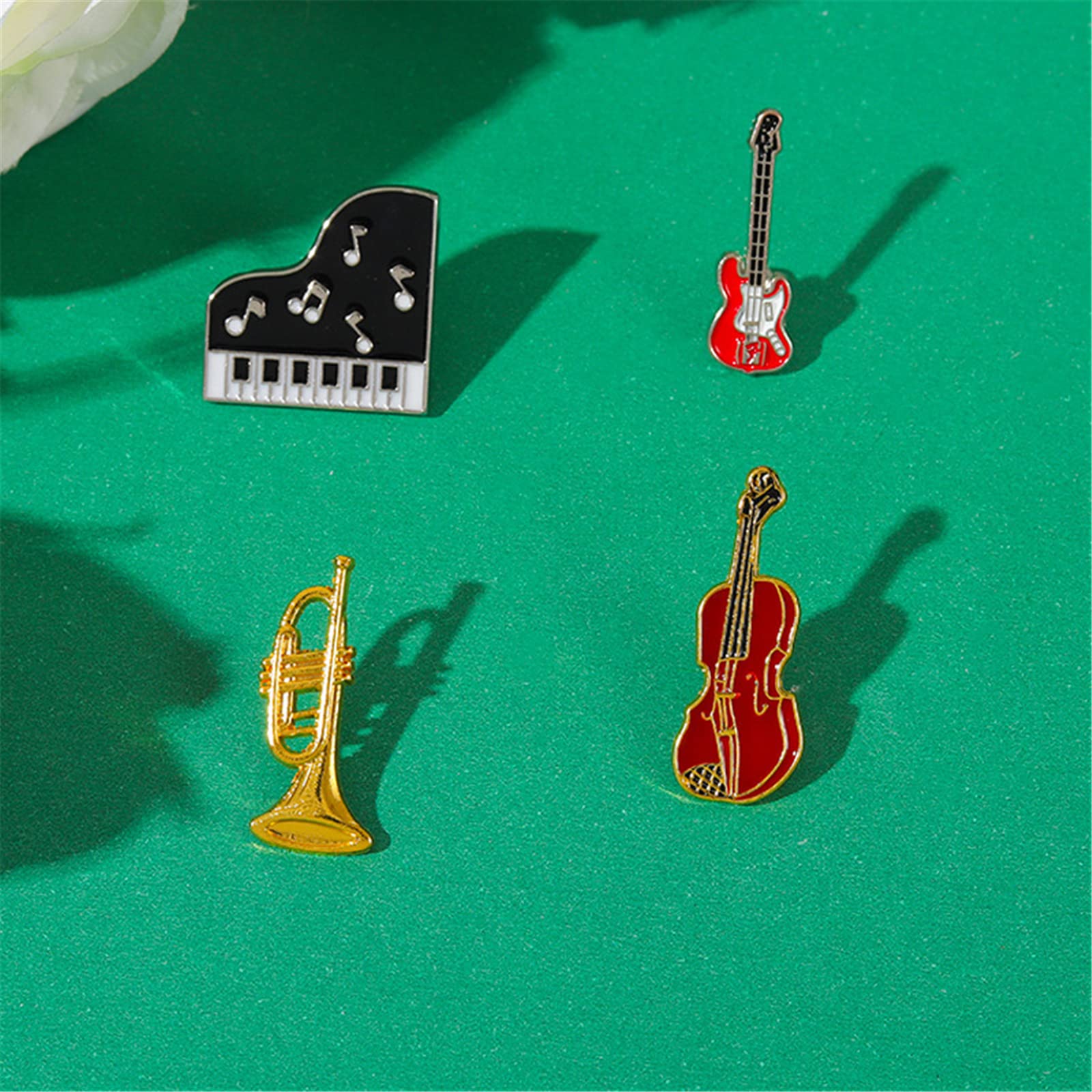 4 PCS Music Tape Enamel Pins Set - Piano Guitar Brooch for Jackets & Backpacks