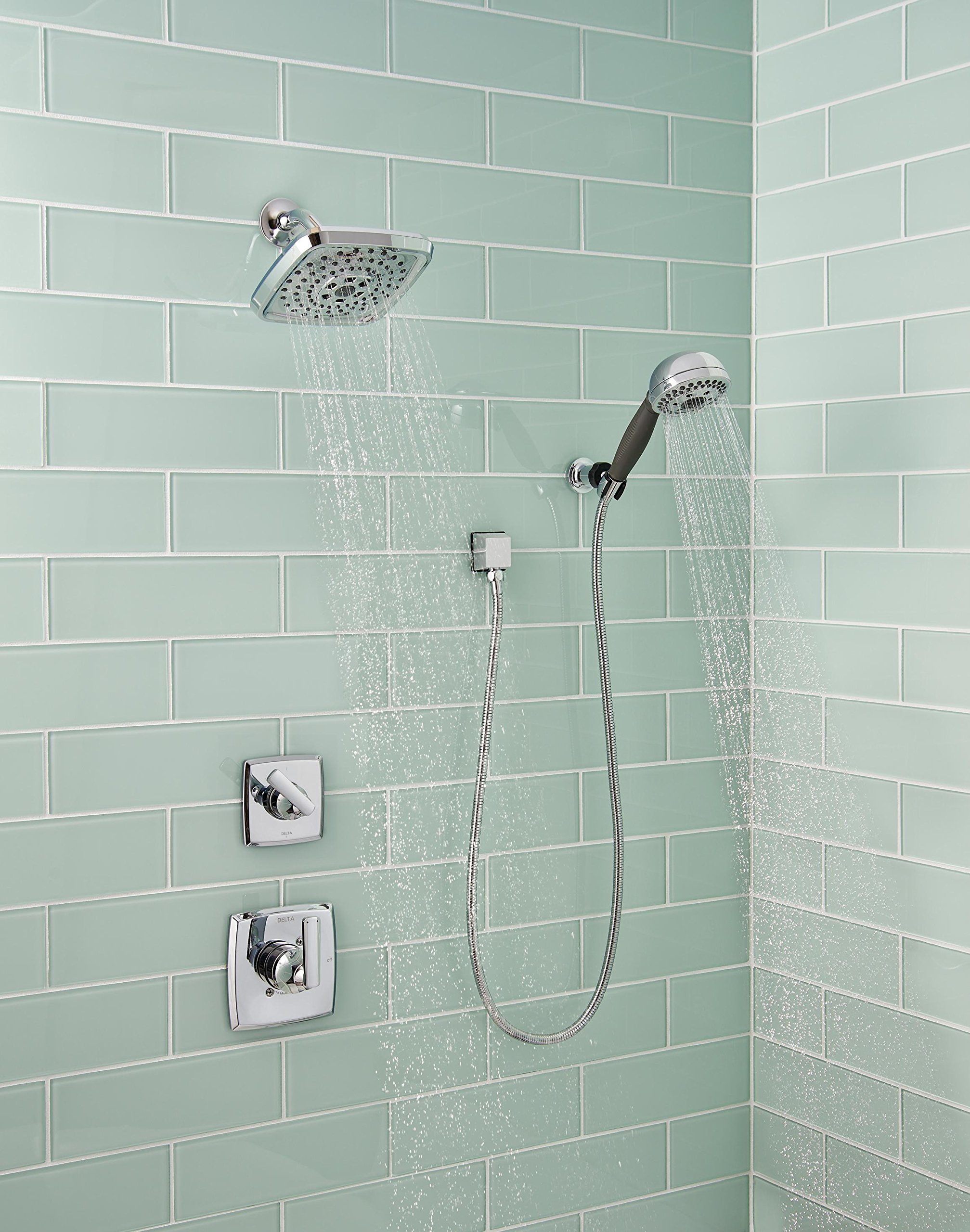 Delta 55445 5-Setting Wall-Mount H2Okinetic Handheld Shower Head with Hose - Chrome Finish, Detachable Shower Head for Bathroom & Spa Experience - Perfect for Relaxation, Rinsing & Pet Cleaning