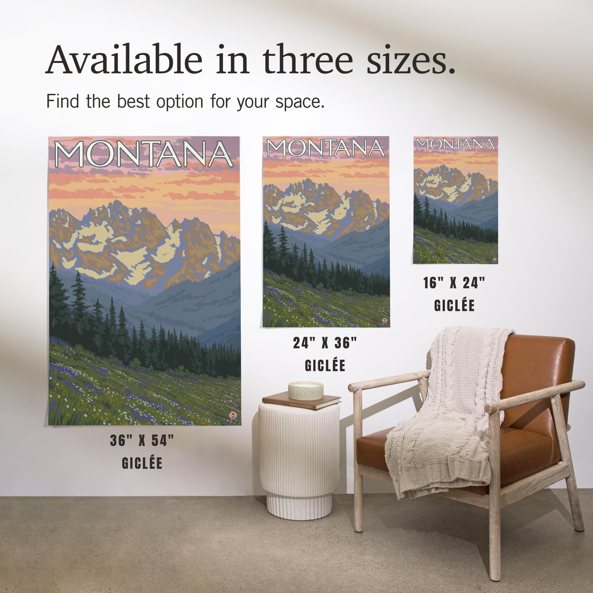 Lantern Press 36x54 Inch Giclee Art Print - Montana Spring Flowers Wall Decor - Premium Canvas Artwork for Living Room, Bedroom & Office