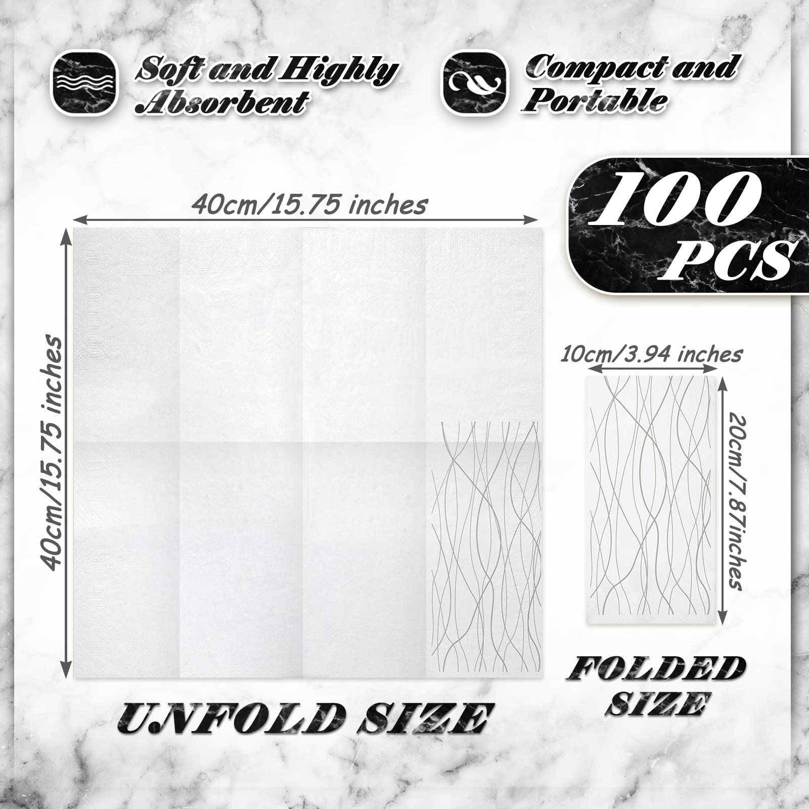 Disposable Paper Hand Towels for Guest Bathroom & Kitchen - 100 Count Eco-Friendly Napkins for Parties, Weddings & Events | Perfect for Home, Restaurants & Hospitality Use