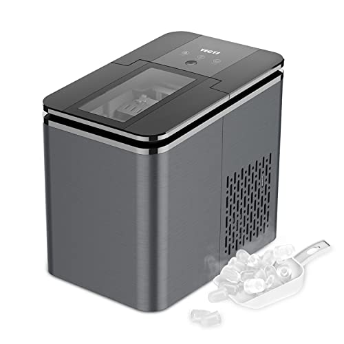 VECYS Portable Pellet Ice Maker Machine - 9 Bullet Ice Cubes in 8 Minutes, 26LBS Daily Output, 2.2L Self-Cleaning Countertop Ice Maker with Scoop & Basket - Perfect for Home Bars, Cocktails, Parties, and Outdoor Gatherings (Black)