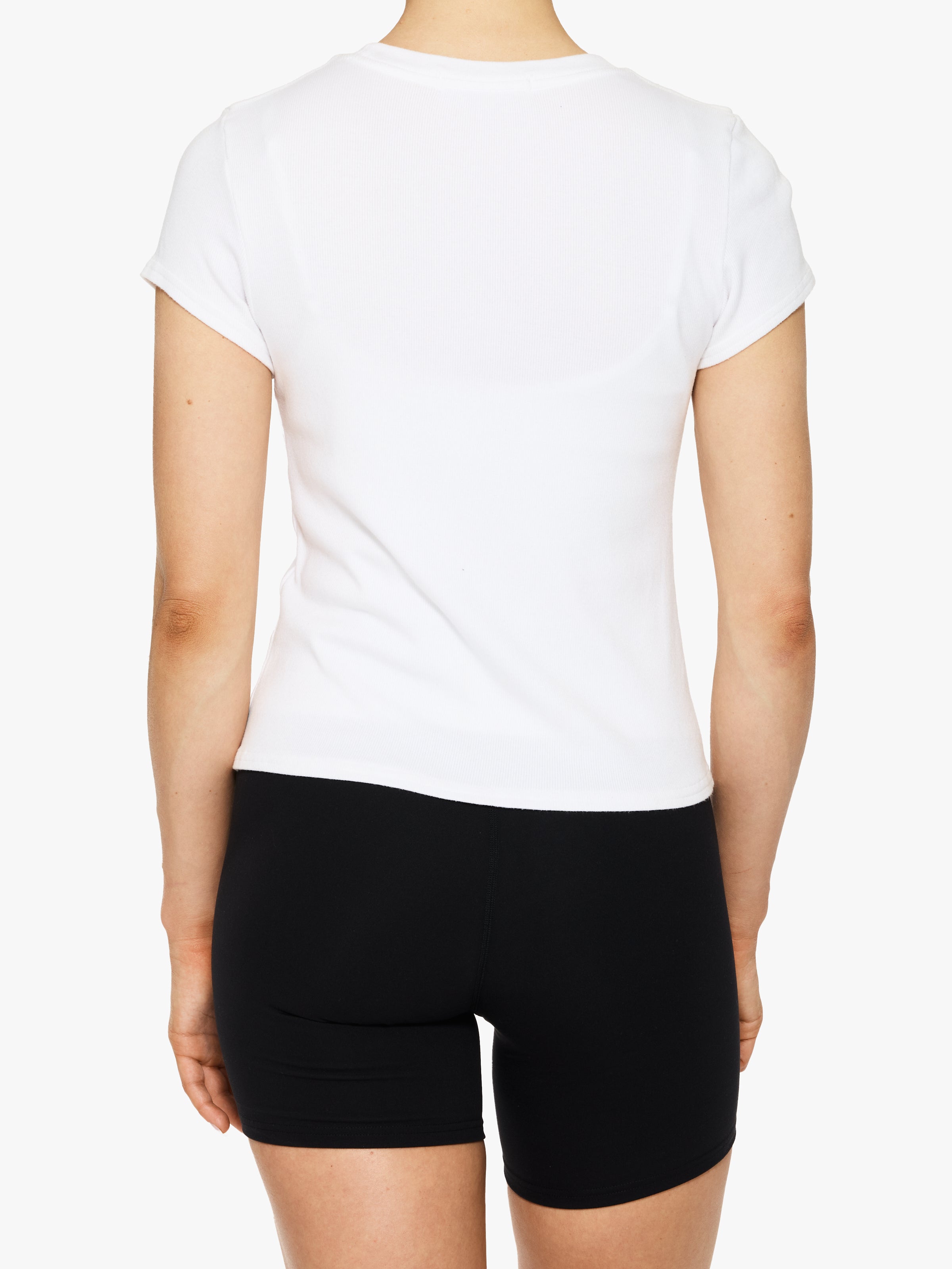 Perfect White Tee Jude Ribbed Baby Tee - Soft Stretch Cotton Women's T-Shirt for Casual Wear & Layering | Everyday Basic Top for Outfits
