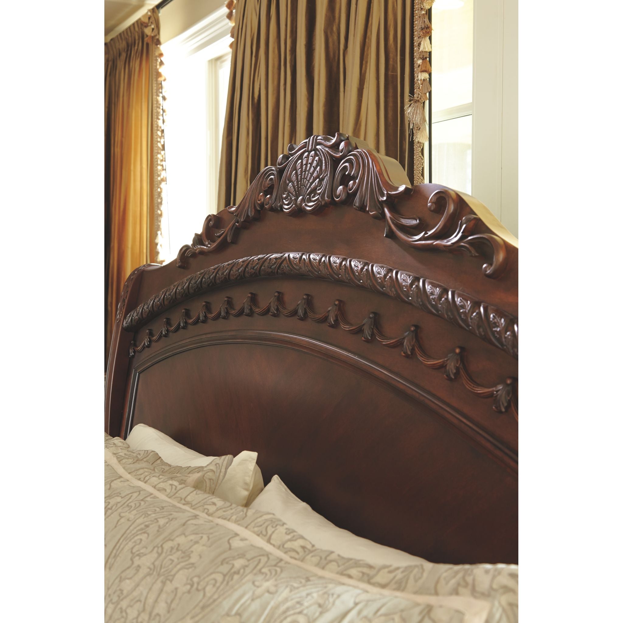 Ashley North Shore 3-Piece Sleigh Bed Set - Queen Size Wooden Bed Frame with Headboard & Footboard - Classic Elegant Bedroom Furniture for Master Suite or Guest Room