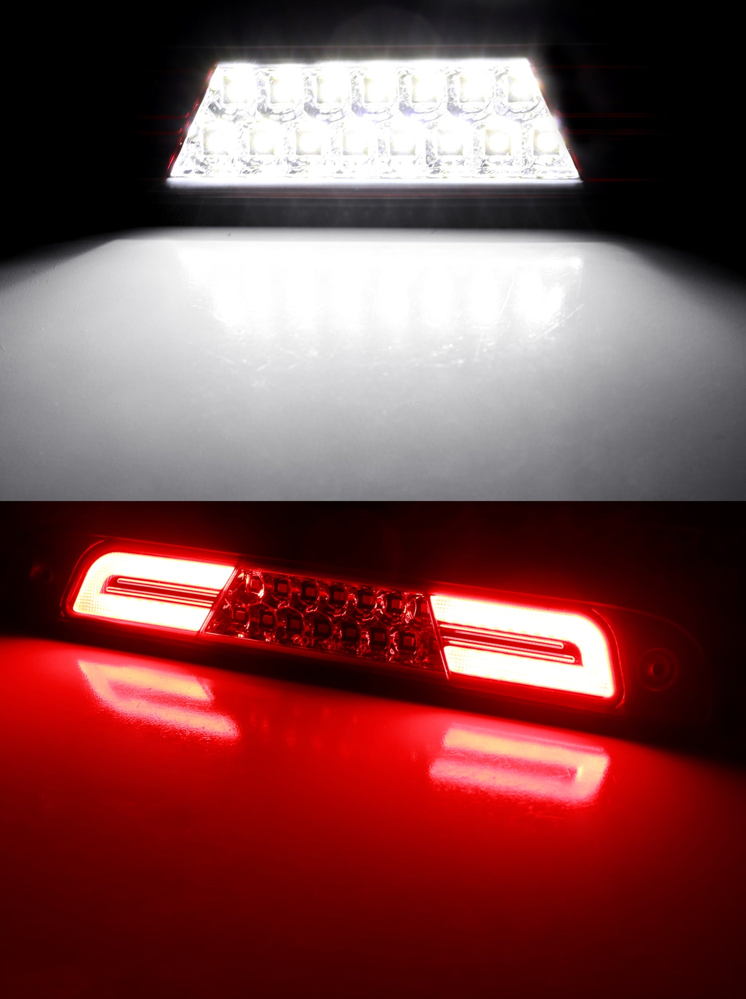Dark Red Lens Double C Ring Full LED High Mount Third Brake Light for 1999-2016 Ford F250 - Enhanced Safety & Style for Pickup Trucks & Towing