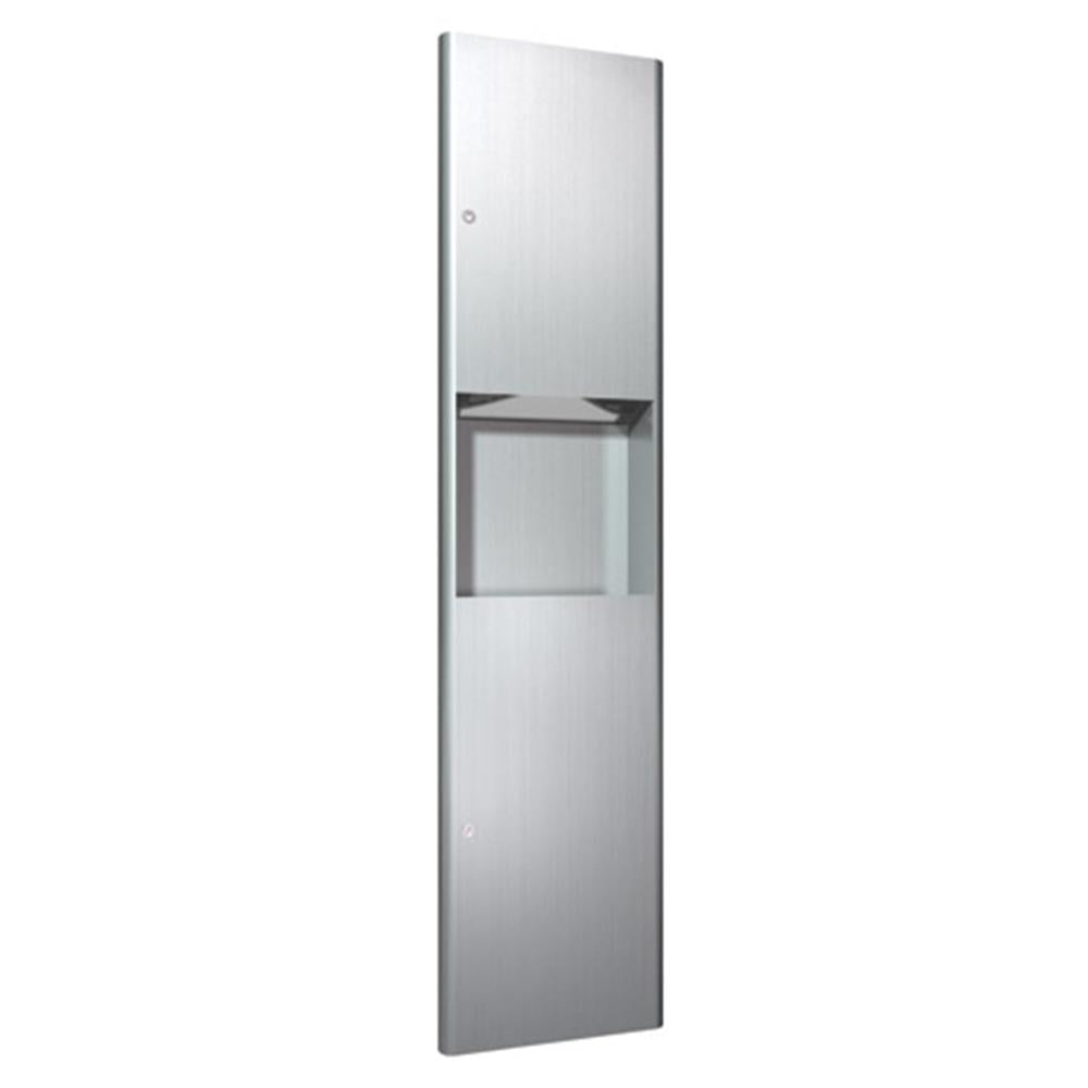 ASI 9467 Recessed Paper Towel Dispenser with Removable Waste Receptacle - Satin Finish for Restrooms, Kitchens & Commercial Spaces