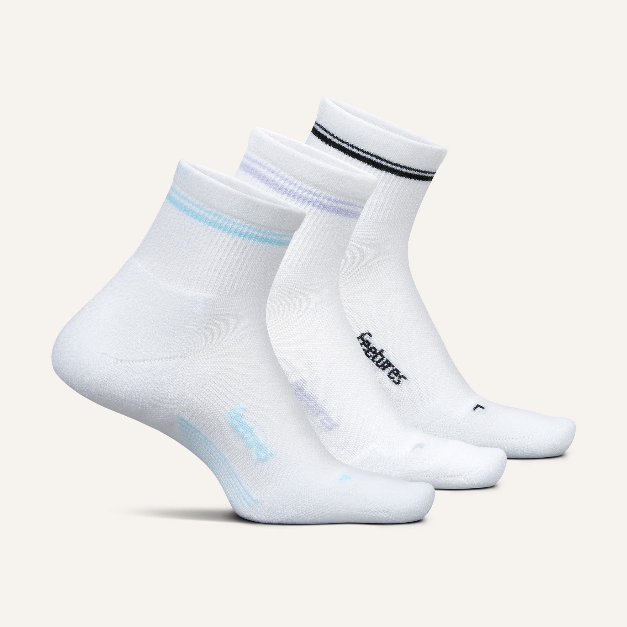 Elite Max Cushion Quarter Socks - Limited Edition Stripe 3 Pack - Comfortable Athletic Socks for Running, Gym & Everyday Wear