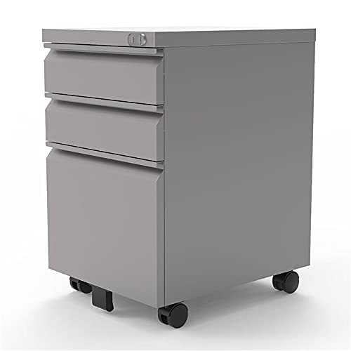 Furniture of America Lirah Modern Metal 3-Drawer Filing Cabinet in Silver - Home Office Storage Solution for Documents & Files