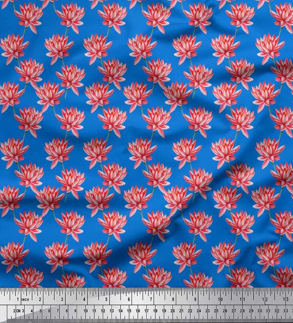 Soimoi Moss Georgette Brown Fabric by The Yard - 42 Inch Wide Lotus Floral Print Fabric for Dresses, Scarves & Home Decor - Exotic Spiritual Design Fashion Material