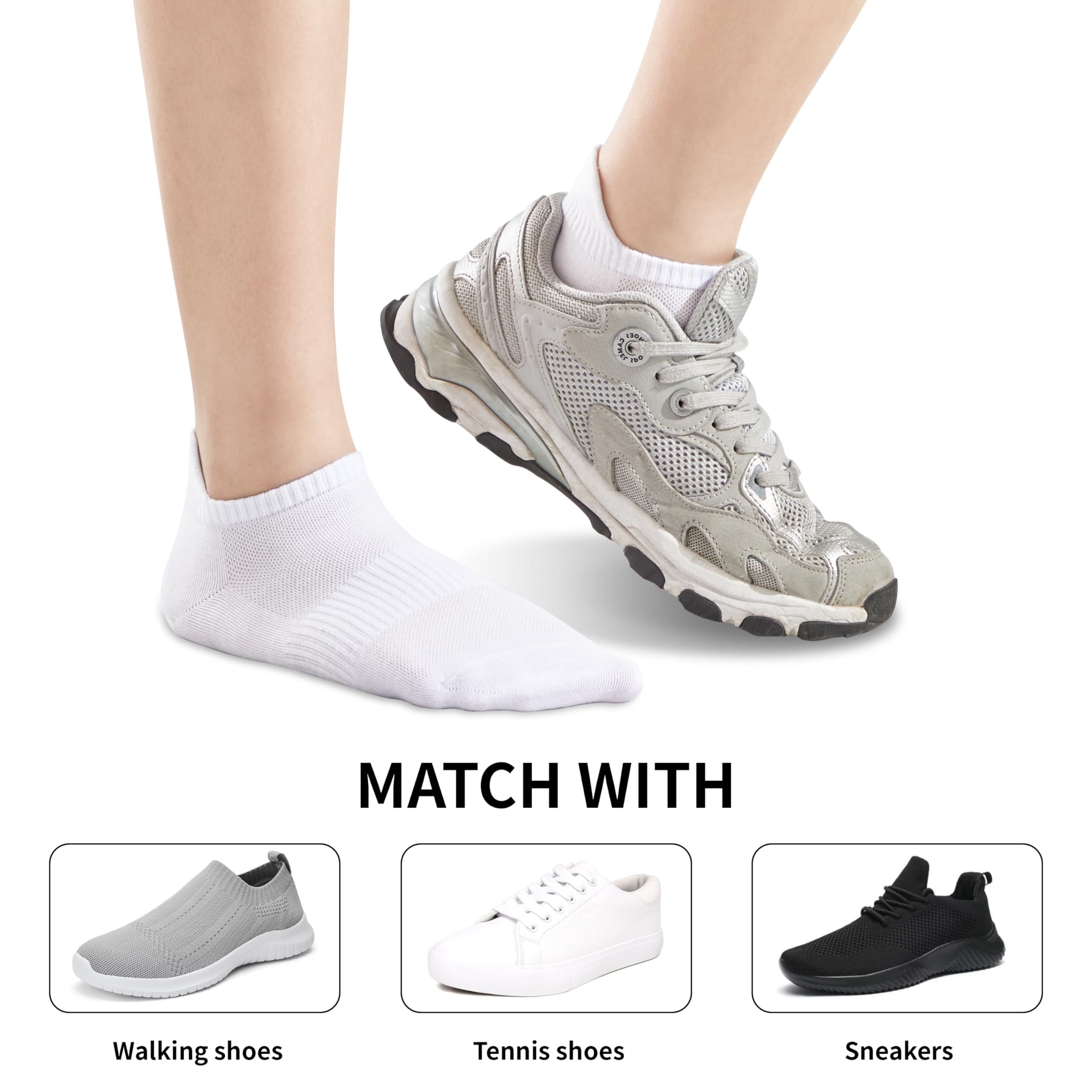 Women's Thin Ankle Socks 6-Pack - Breathable Cotton Athletic Socks for Sneakers & Tennis Shoes | Perfect for Running, Gym Workouts & Everyday Comfort