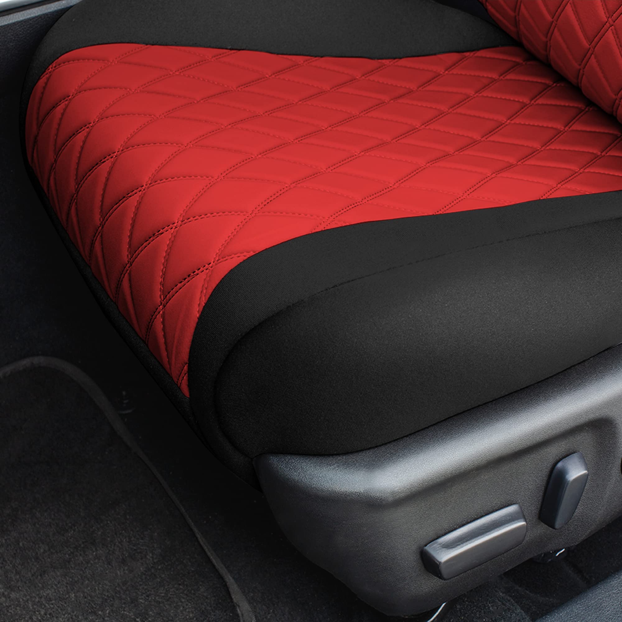 Premium Custom Fit Neoprene Seat Covers for Toyota Camry LE/SE/XSE/XLE (2012-2017) - Waterproof Front Seat Covers Set in Red & Black | Durable Interior Accessories for Car Protection & Style | Perfect for Daily Commute, Road Trips and Outdoor Adventures