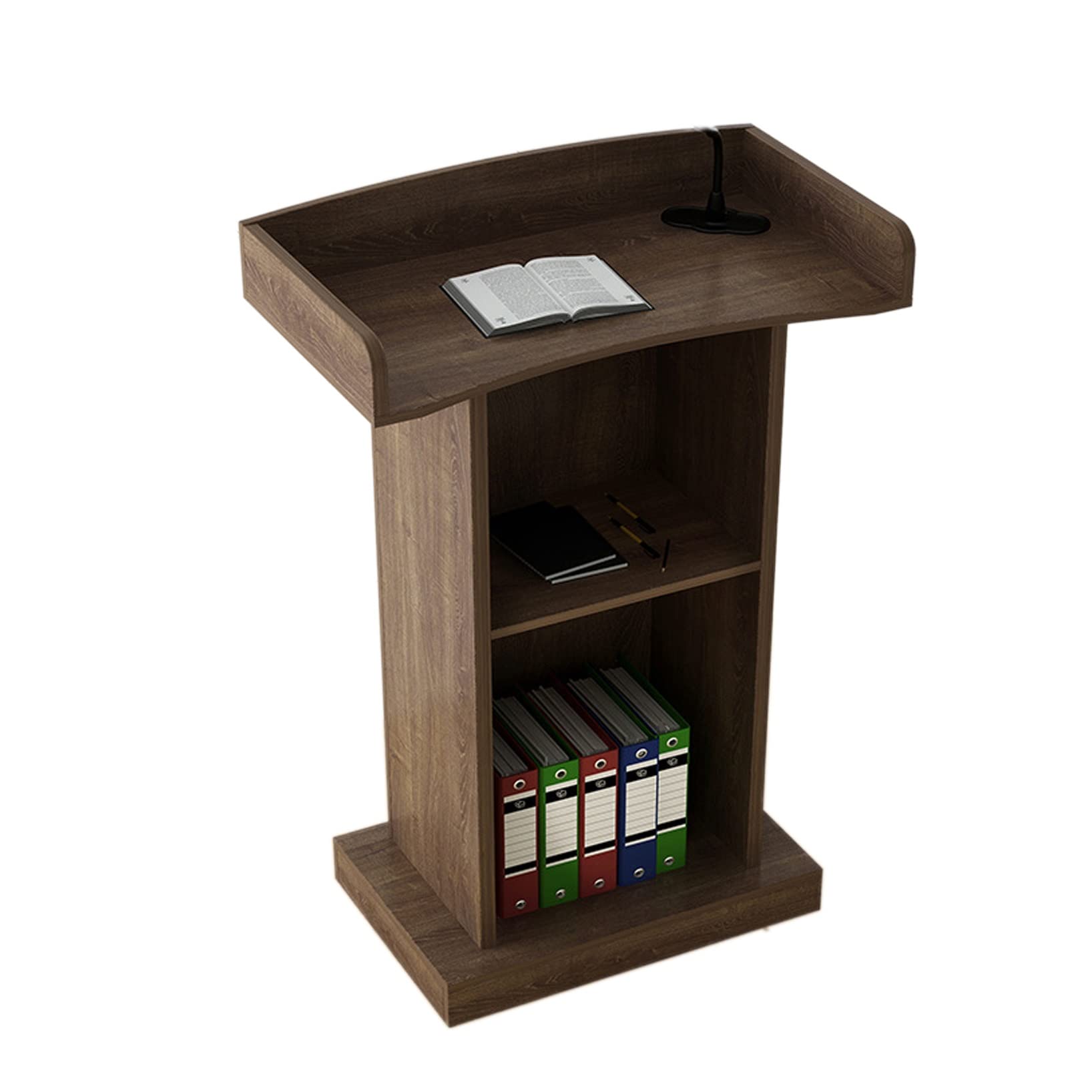 Wooden Lectern Podium Stand with Storage Shelf - Floor Standing Speaker Podium for Conference, Church, Wedding & Auditorium - Perfect for Public Speaking, Presentations & Ceremonies