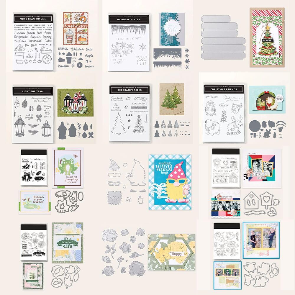 Oanruyan 2024-2025 Premium Card Making Stamps & Dies Set - Christmas, Birthday, Scrapbooking, Greeting Cards (MP990) - Perfect for DIY Holiday Albums & Festive Crafting Projects