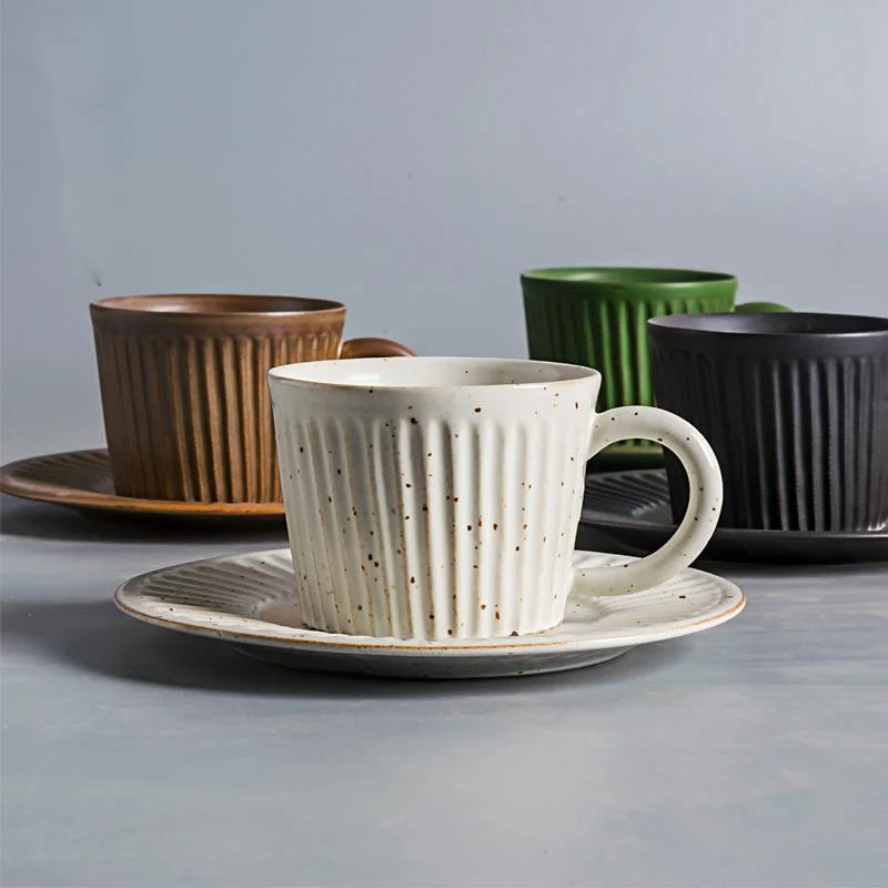 Premium Ridgeway Artisan Ceramic Coffee Cup & Saucer Set - Handcrafted Porcelain Tea Cup for Espresso, Latte & Cappuccino - Perfect for Home, Office & Cafe Use