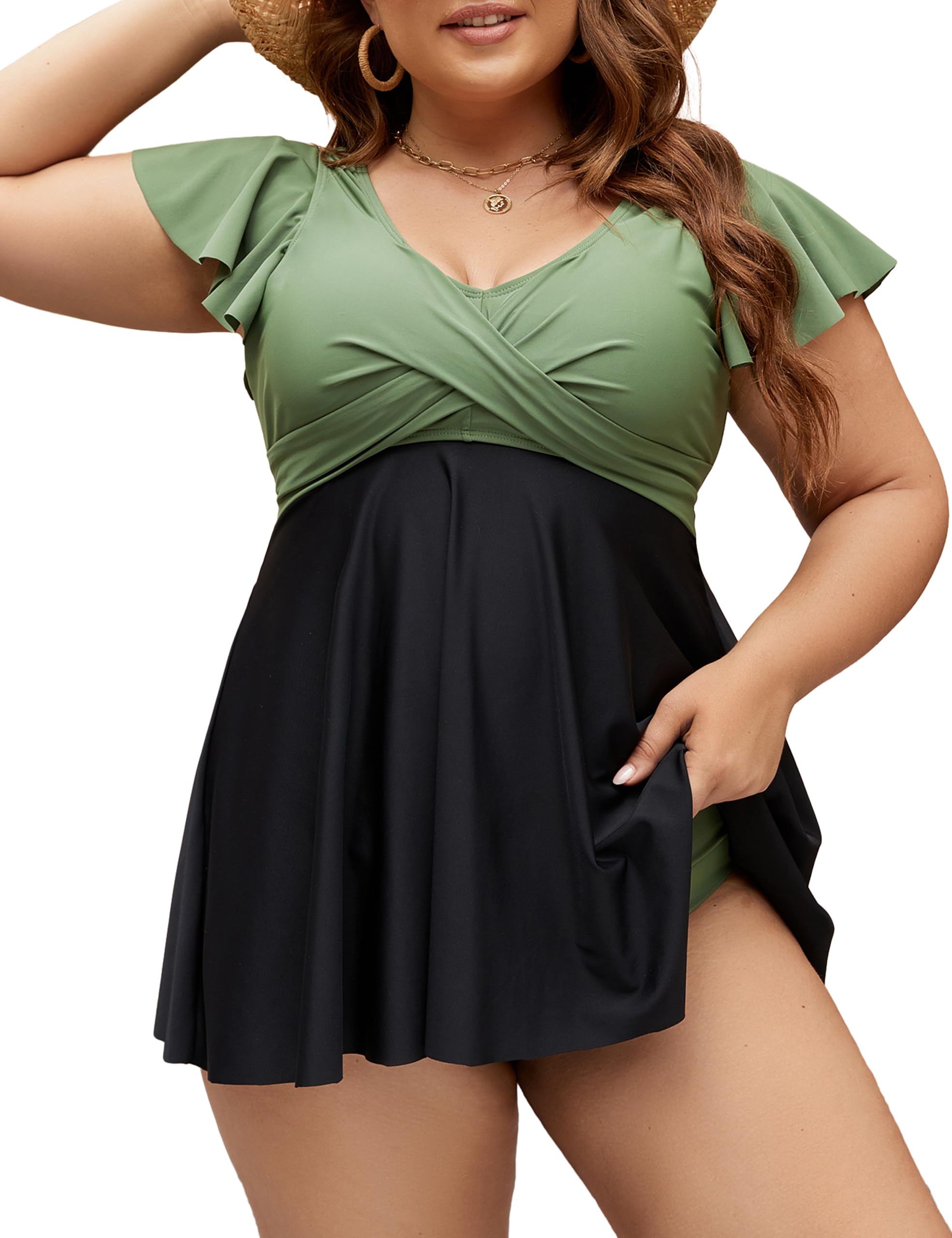 Edelqual Women's Plus Size Tankini Swimsuits - Tummy Control High Waisted Two Piece Swimwear | Swim Dress for Beach, Pool & Vacation 2025