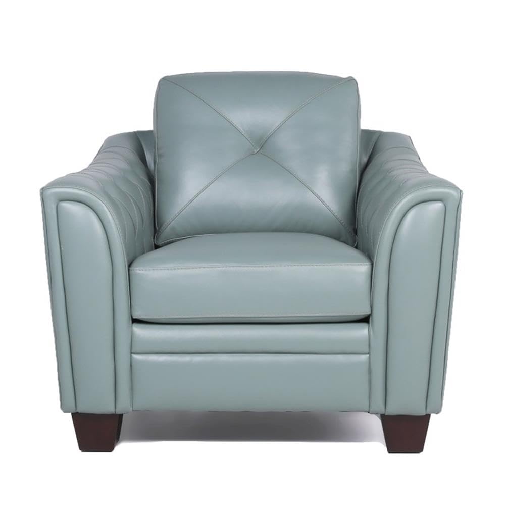 Home Square 2-Piece Tufted Leather Accent Chair Set in Spa Blue - Modern Living Room Furniture for Home Office, Lounge & Reading Nook