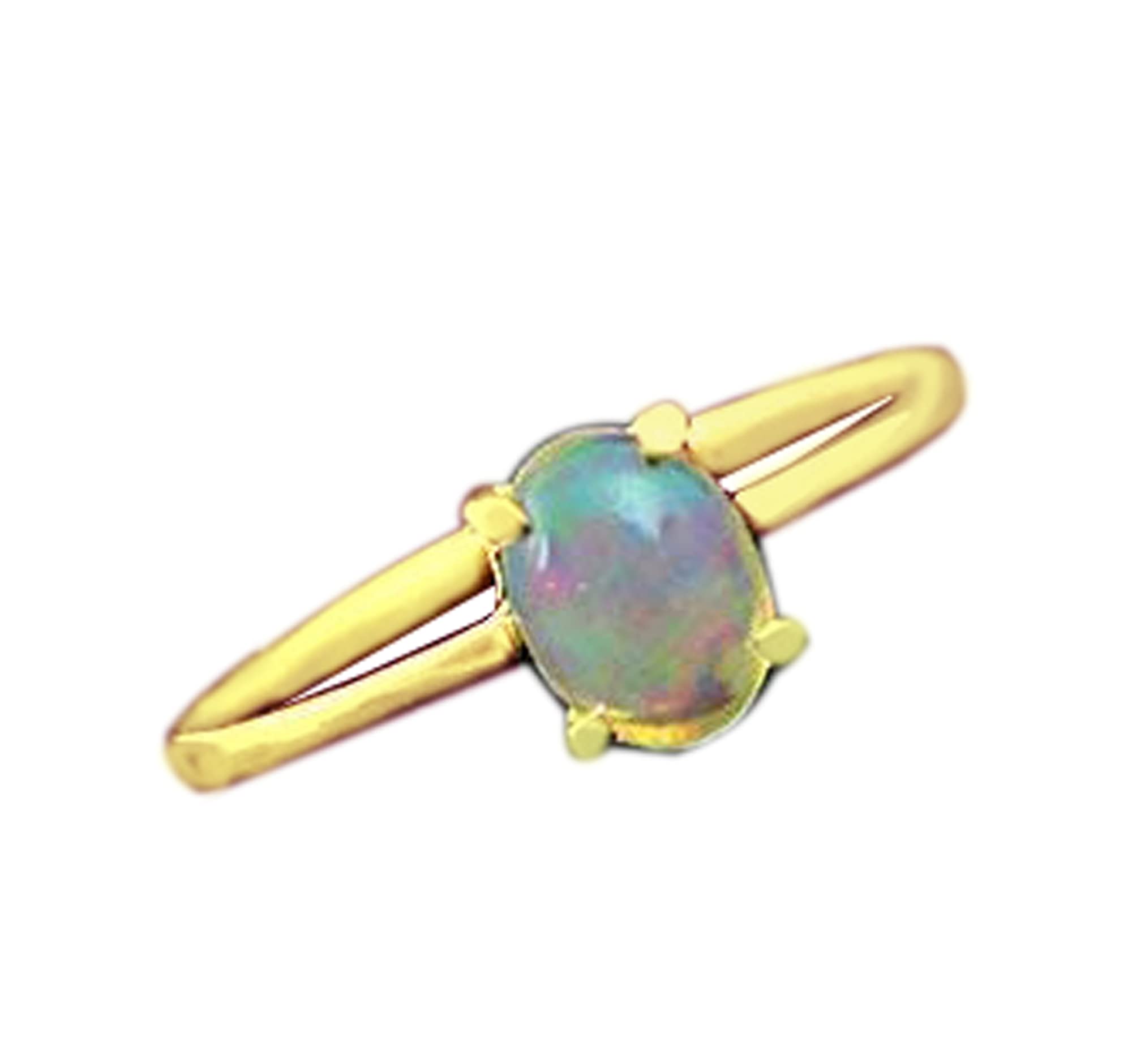 Ethiopian Welo Opal Ring - 14K Gold Plated Dainty Opal Jewelry, October Birthstone Ring for Women, Elegant Designer Fire Opal Ring for Engagement, Wedding & Everyday Wear