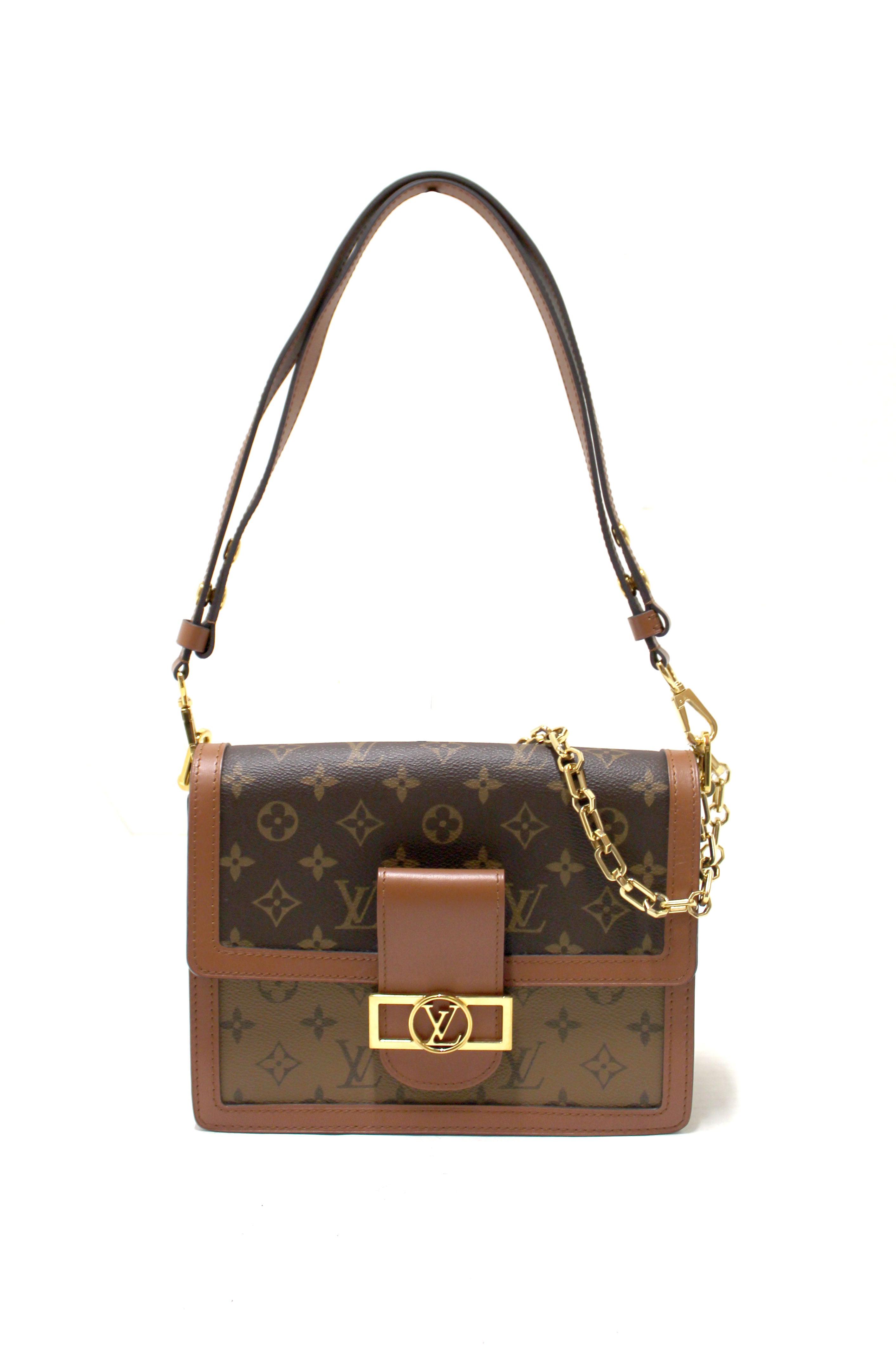 Authentic Louis Vuitton Dauphine MM Shoulder Bag - Classic Monogram & Reverse Canvas Crossbody Purse for Women | Luxury Designer Handbag for Work, Travel & Everyday Fashion