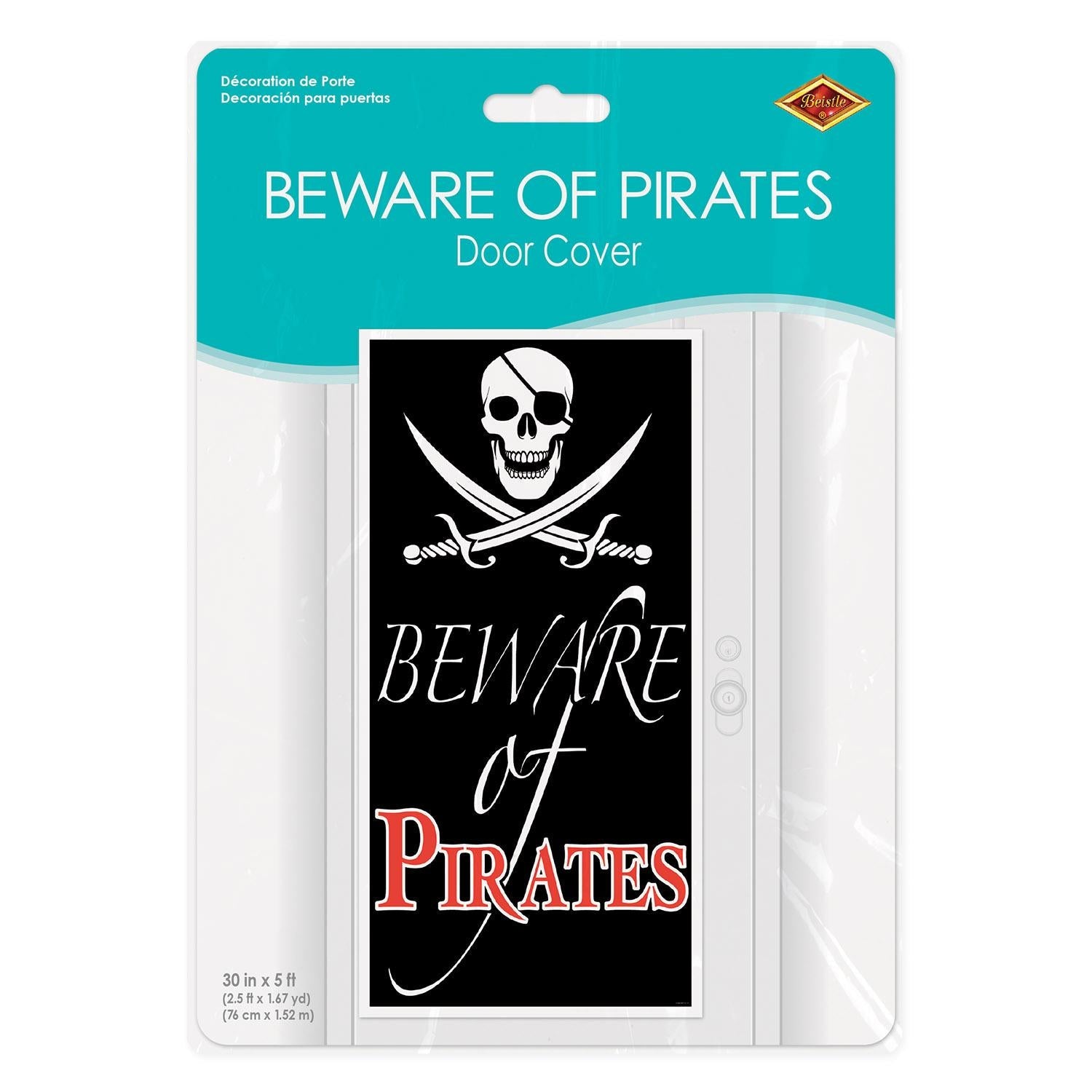 12 Pack Beistle Beware Of Pirates Party Door Cover - Halloween & Pirate Themed Party Decorations for Kids & Adults - Perfect for Birthday, Halloween, and Themed Events