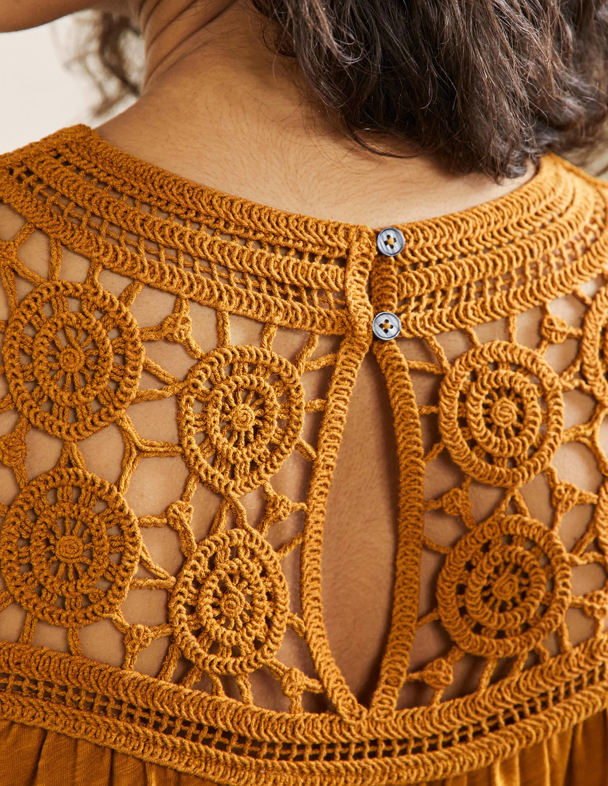 Anais Crochet Jersey Top Frankincense - Stylish Boho Blouse for Women | Perfect for Summer, Beach, and Casual Outings