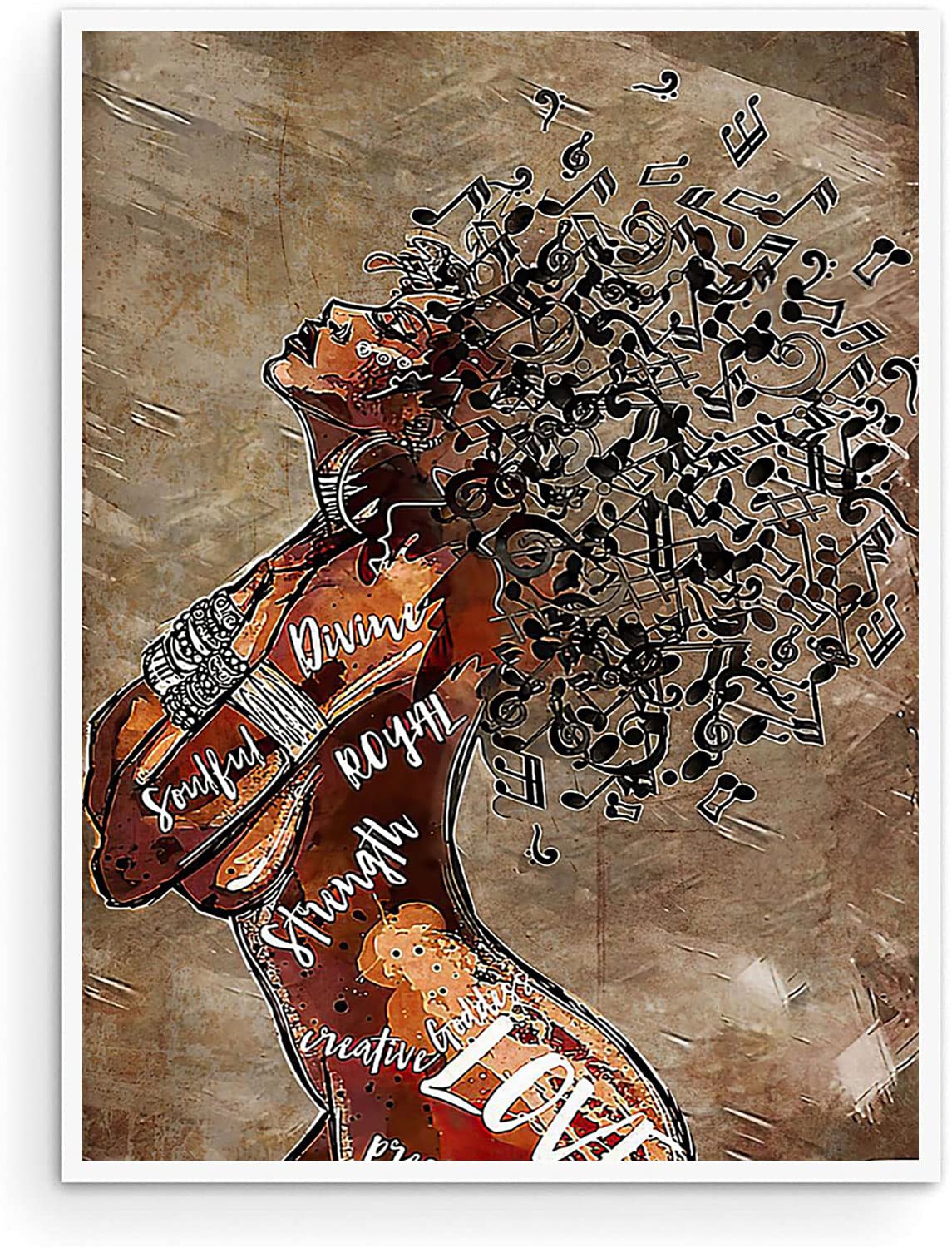 African American Wall Art - Soul Music Print Oil Painting Reproduction 12x18 Inches, Unframed Canvas for Men's Bedroom & Home Decor - Perfect for Living Room, Office, or Gift
