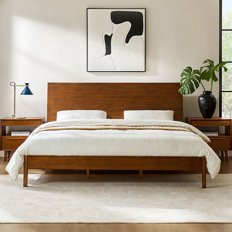 Vivian Solid Wood Queen Platform Bed Frame with USB Ports & Underbed Storage | Modern Minimalist Design for Bedroom, Guest Room, Dorm | Easy Assembly & Sturdy Support