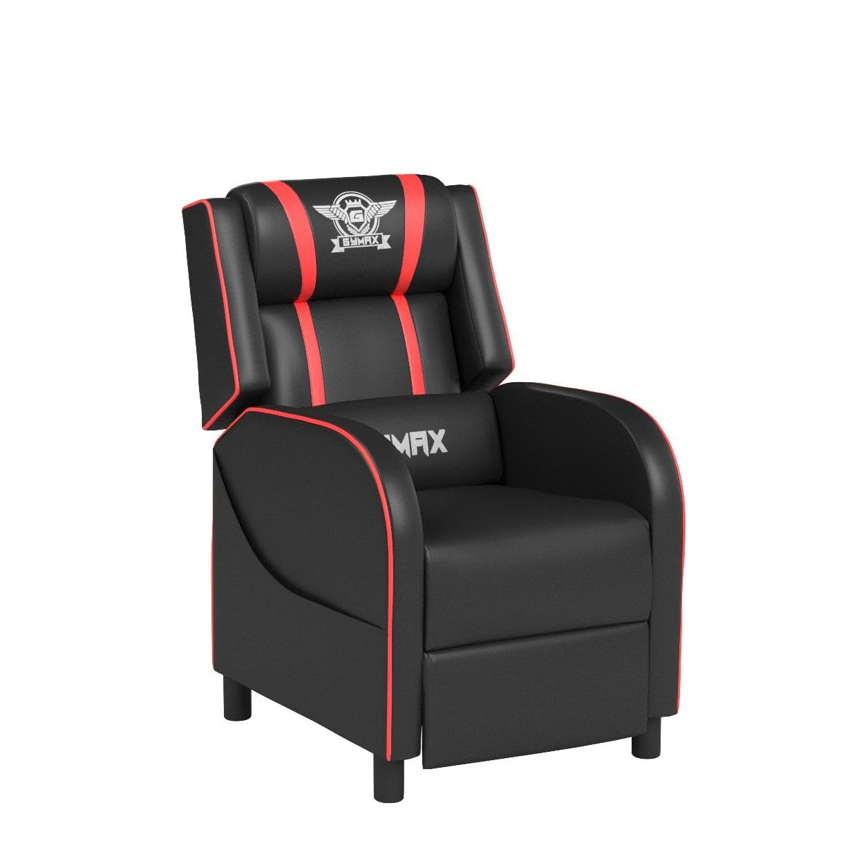 GYMAX Ergonomic Gaming Recliner Chair with Massage, Adjustable Footrest & Remote Control - Racing Style Video Game Chair with Side Pocket for Adults - Perfect for Gaming, Movie Nights & Home Theater (Red)