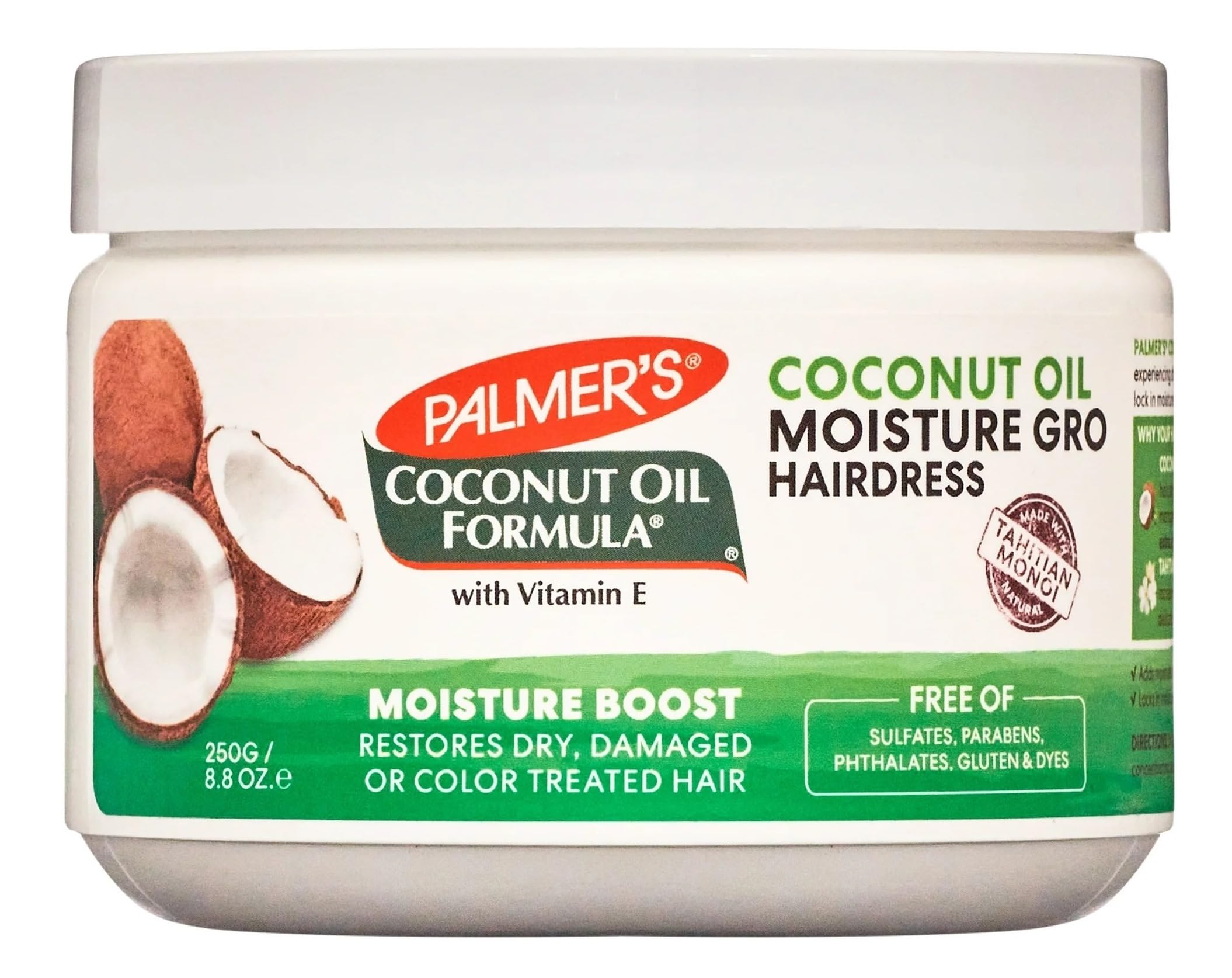 Palmer's Coconut Oil Formula Moisture Gro Hairdress for Dry & Damaged Hair - 8.8 oz (Pack of 2) - Deep Conditioning Treatment for Natural, Curly & Relaxed Hair - Perfect for Daily Hydration & Split Ends Repair