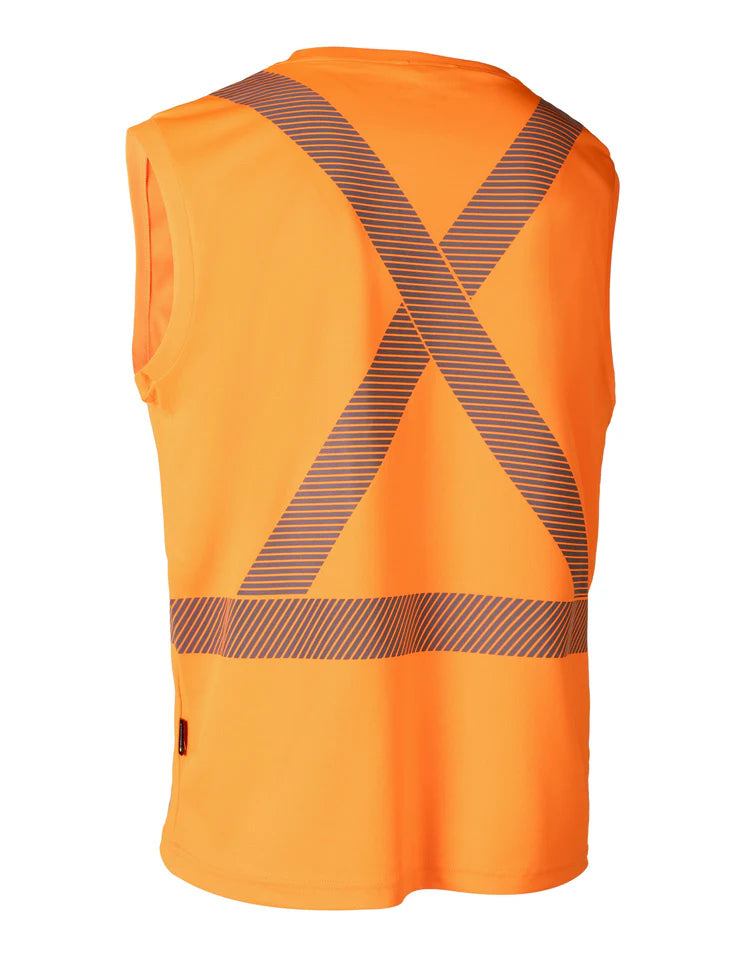 High Visibility Sleeveless Safety Tee - Forcefield 022 BEPMT Reflective Workwear for Construction, Cycling & Night Running