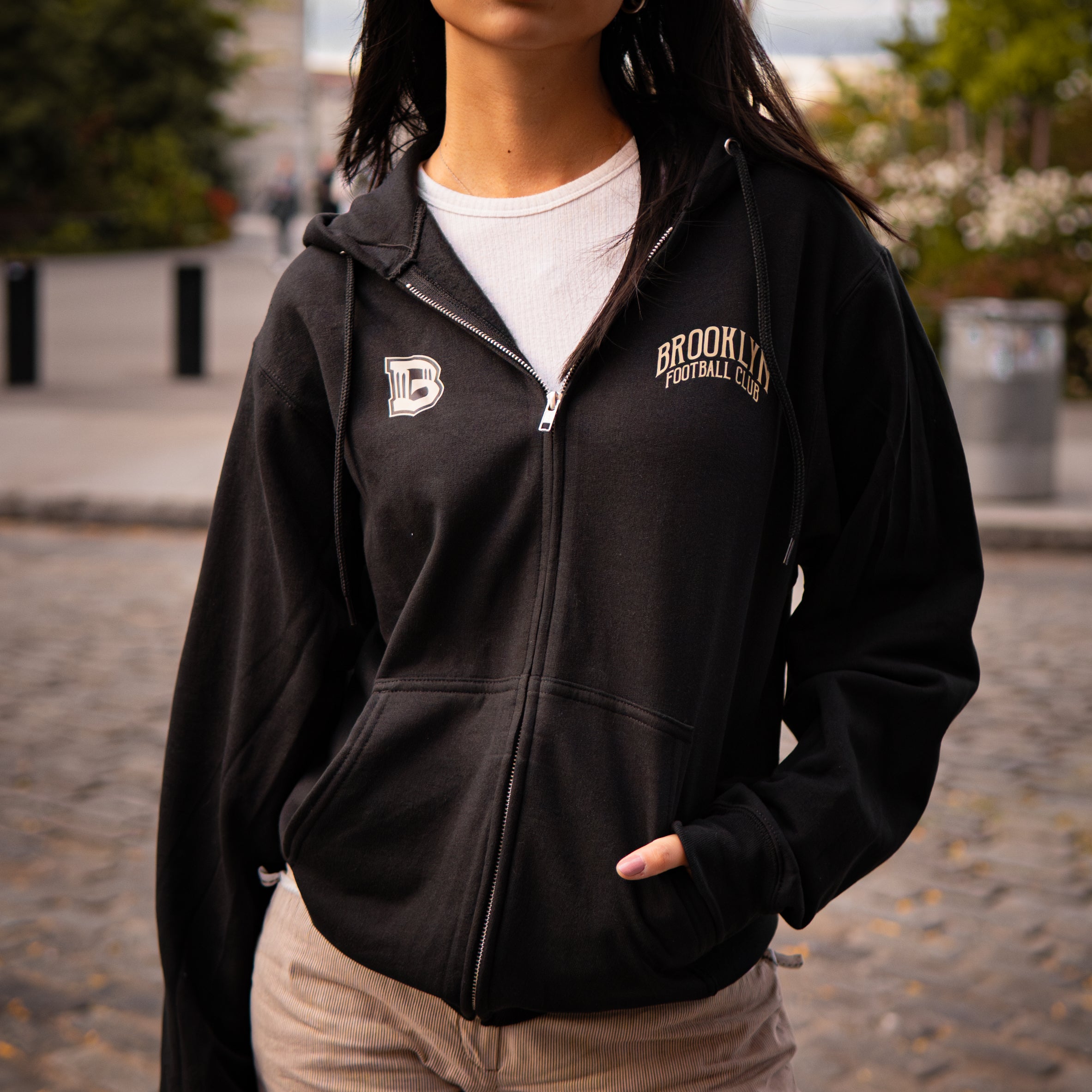 Brooklyn FC Soccer Retro Black Full Zip Up Jacket - Vintage Football Jacket for Men & Women - Perfect for Match Days, Training & Casual Wear