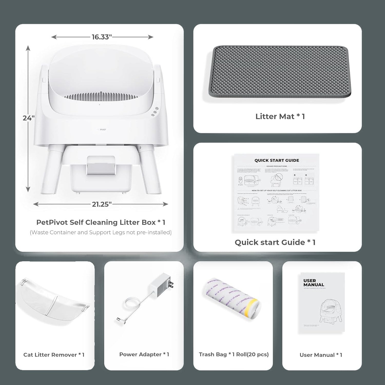 Self Cleaning Cat Litter Box - AutoScooper 11 Smart Automatic Litter Box with Open-Top Design, Includes Liners & Mat, White | Perfect for Multi-Cat Homes & Busy Pet Owners (PETPIVOT INC)