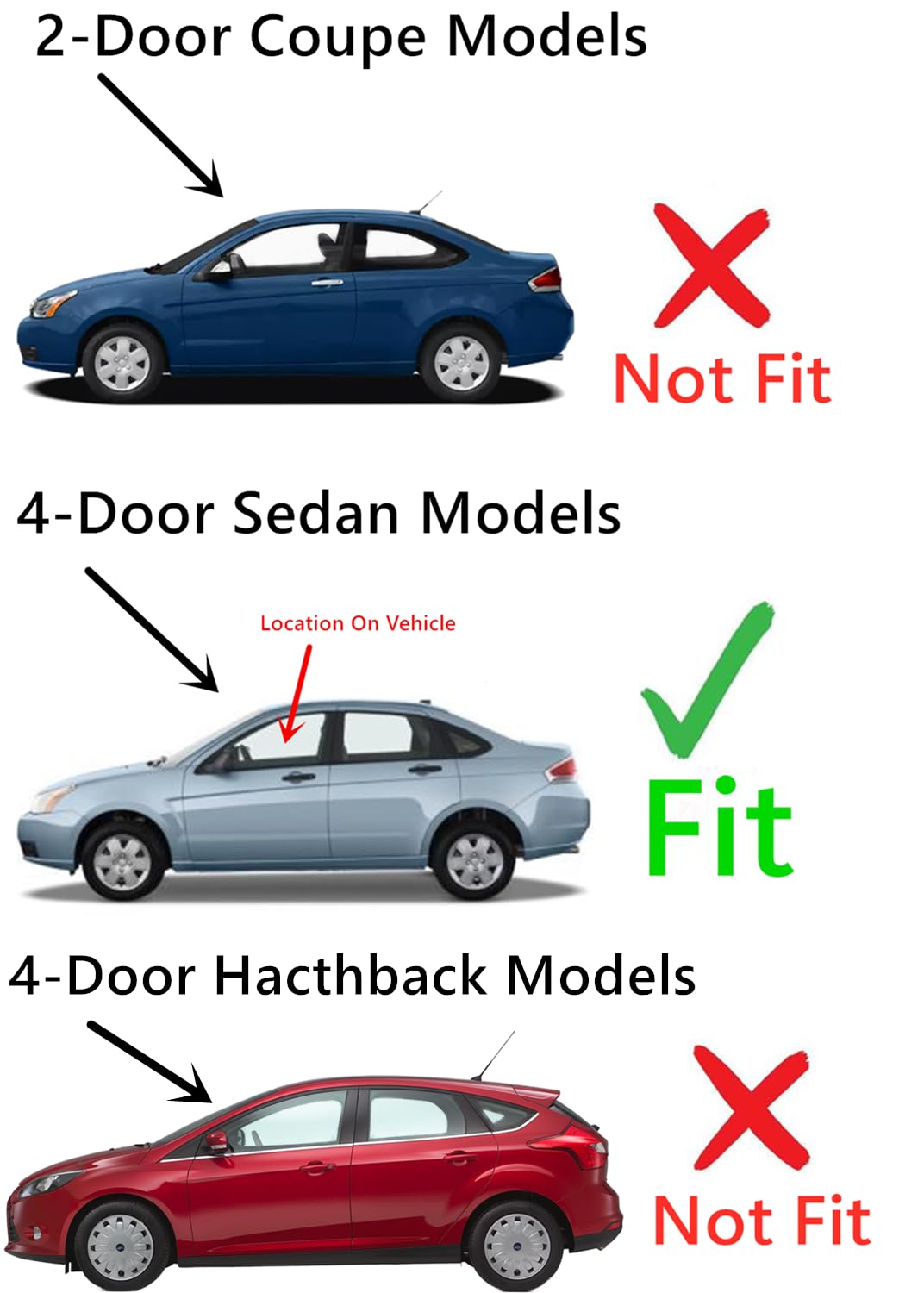 Ford Focus 2008-2011 Driver Side Front Door Window Glass Replacement - Left Side Compatible with 4-Door Sedan Models | Perfect for Auto Glass Repair & Replacement Services