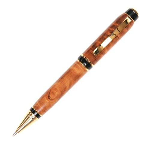 Premium Lanier Cigar Twist Pen with 24kt Gold Accents & Maple Burl Barrel - Elegant Writing Instrument for Business Gifts, Collectors & Luxury Office Use