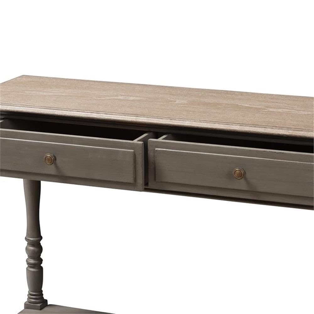 Baxton Studio Noemie 2-Drawer Brown Console Table - Entryway Sofa Table, Hallway Furniture, Living Room Storage Solution